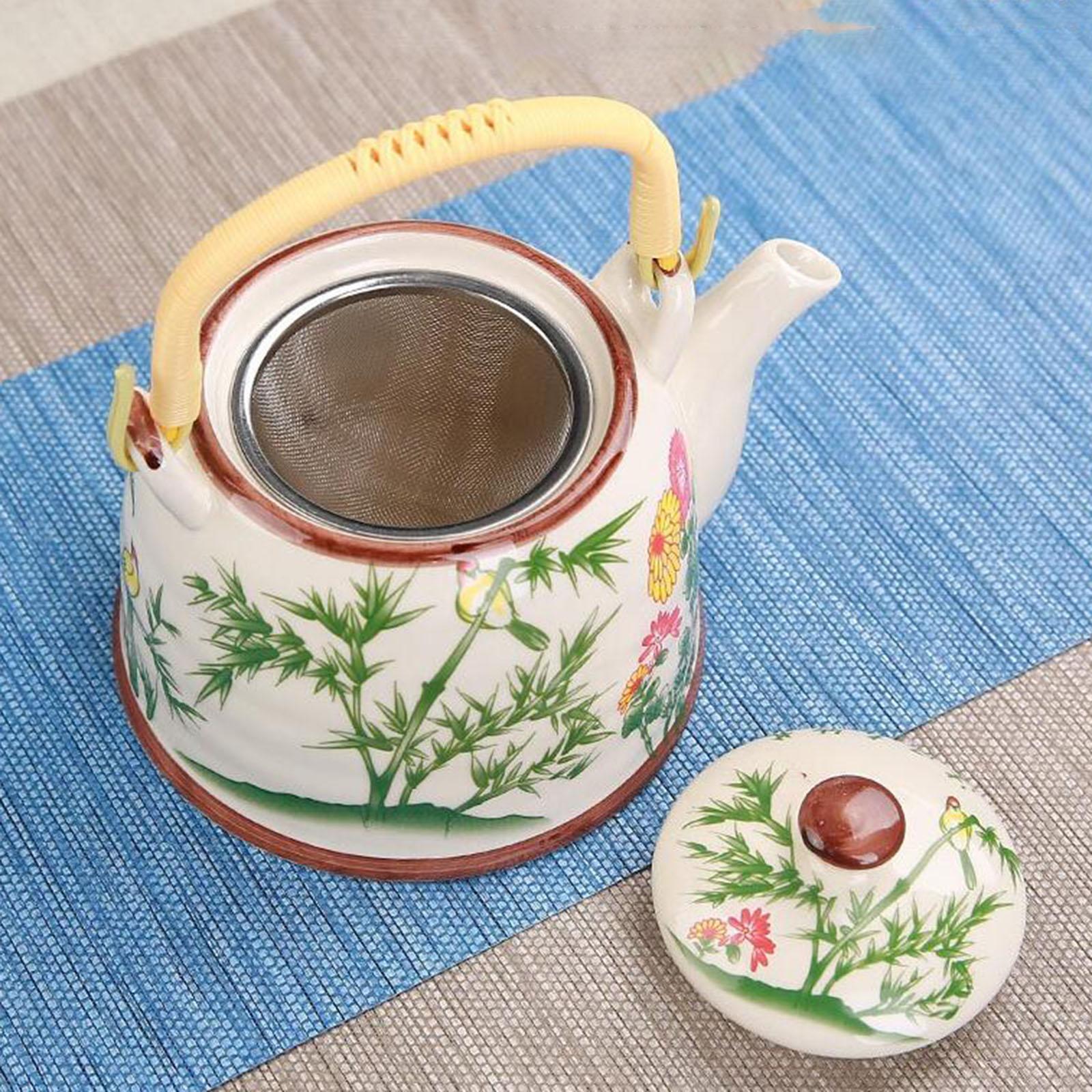 Porcelain Teapot Traditional Water Kettle for Household Outdoor Indoor Hotel bamboo pattern