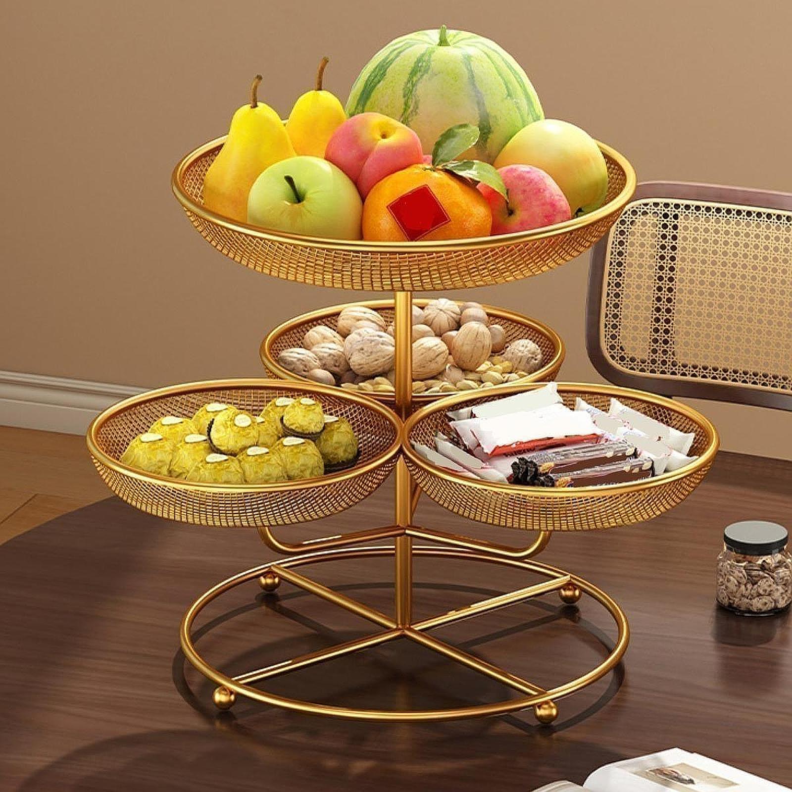 Fruit Basket Bowl Serving Tray Countertop Space Saver Decorative Fruit Stand