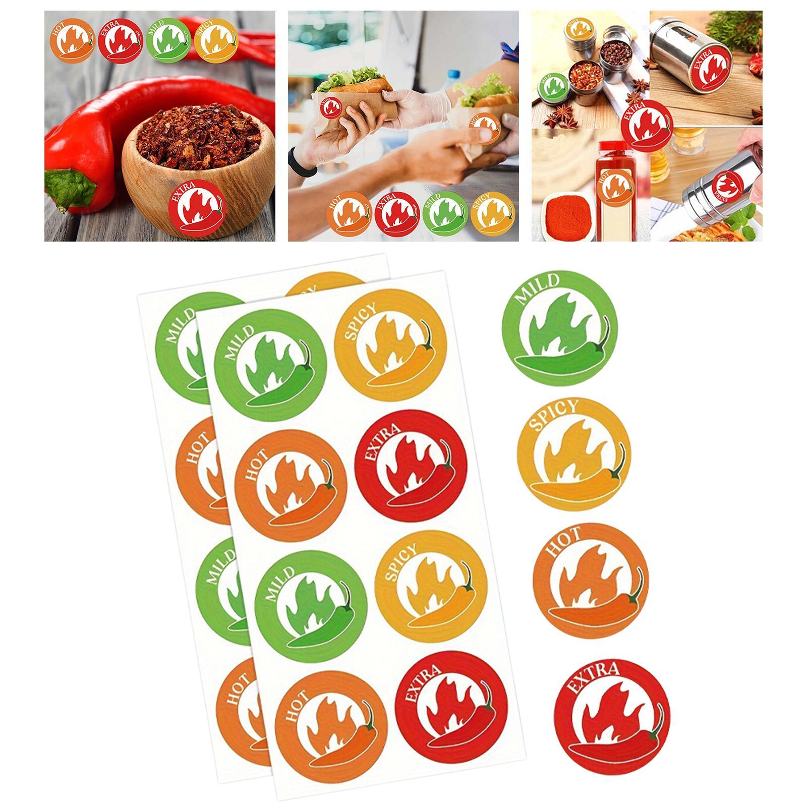 80x Chili Stickers 1.50inch Spicy Level Stickers for Kitchen Home Food Truck
