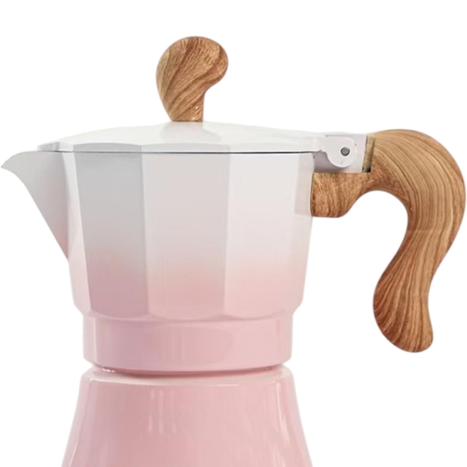 150ml Moka Pot Coffee Maker Pot for Cappuccino or Latte Sturdy Single Valve Pink