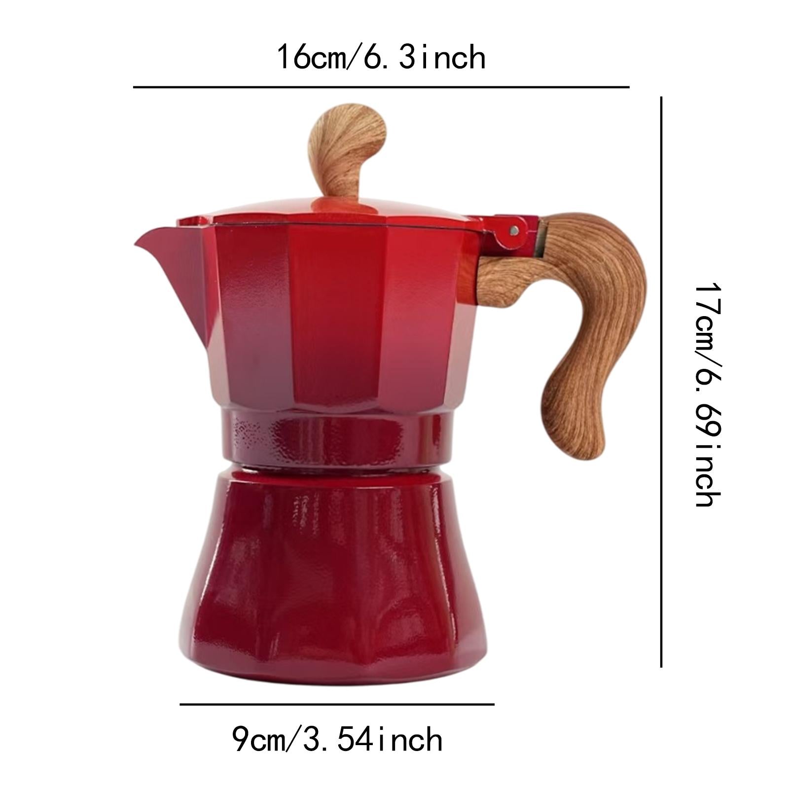 150ml Moka Pot Coffee Maker Pot for Cappuccino or Latte Sturdy Single Valve Red