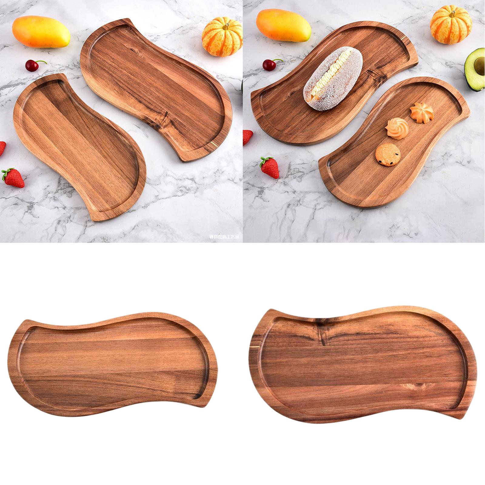 Wood Serving Tray S Shaped Dish Plate Serving Platter for Cheese Snacks S