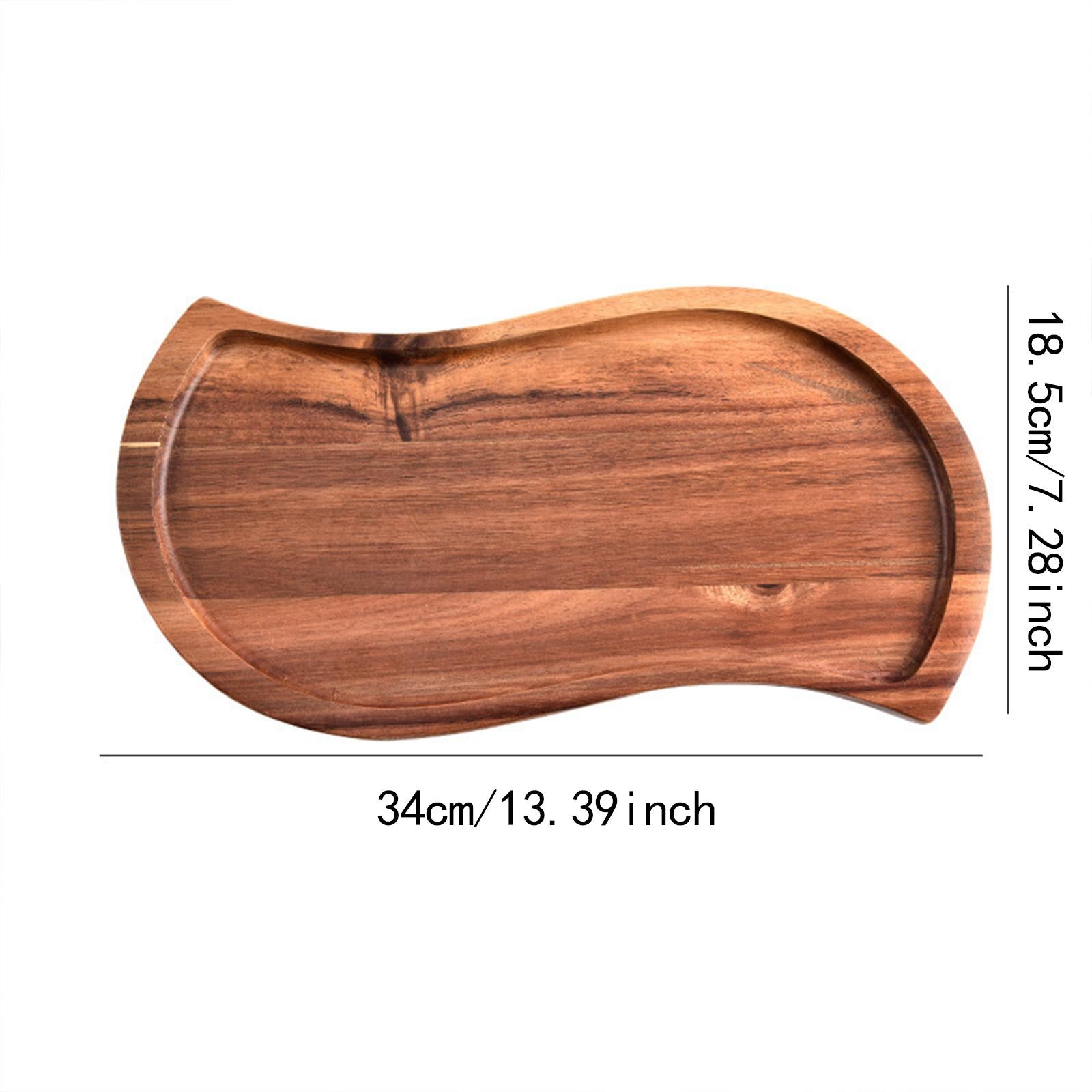 Wood Serving Tray S Shaped Dish Plate Serving Platter for Cheese Snacks L