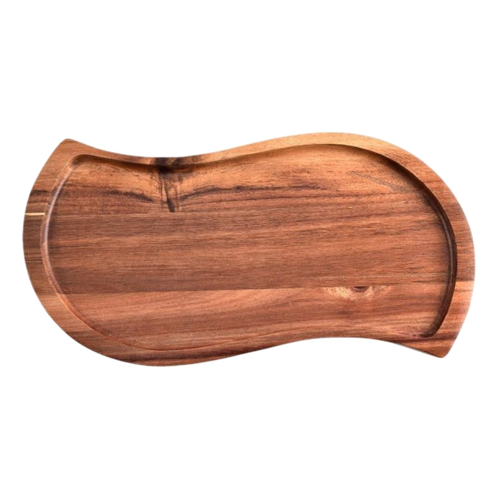 Wood Serving Tray S Shaped Dish Plate Serving Platter for Cheese Snacks L