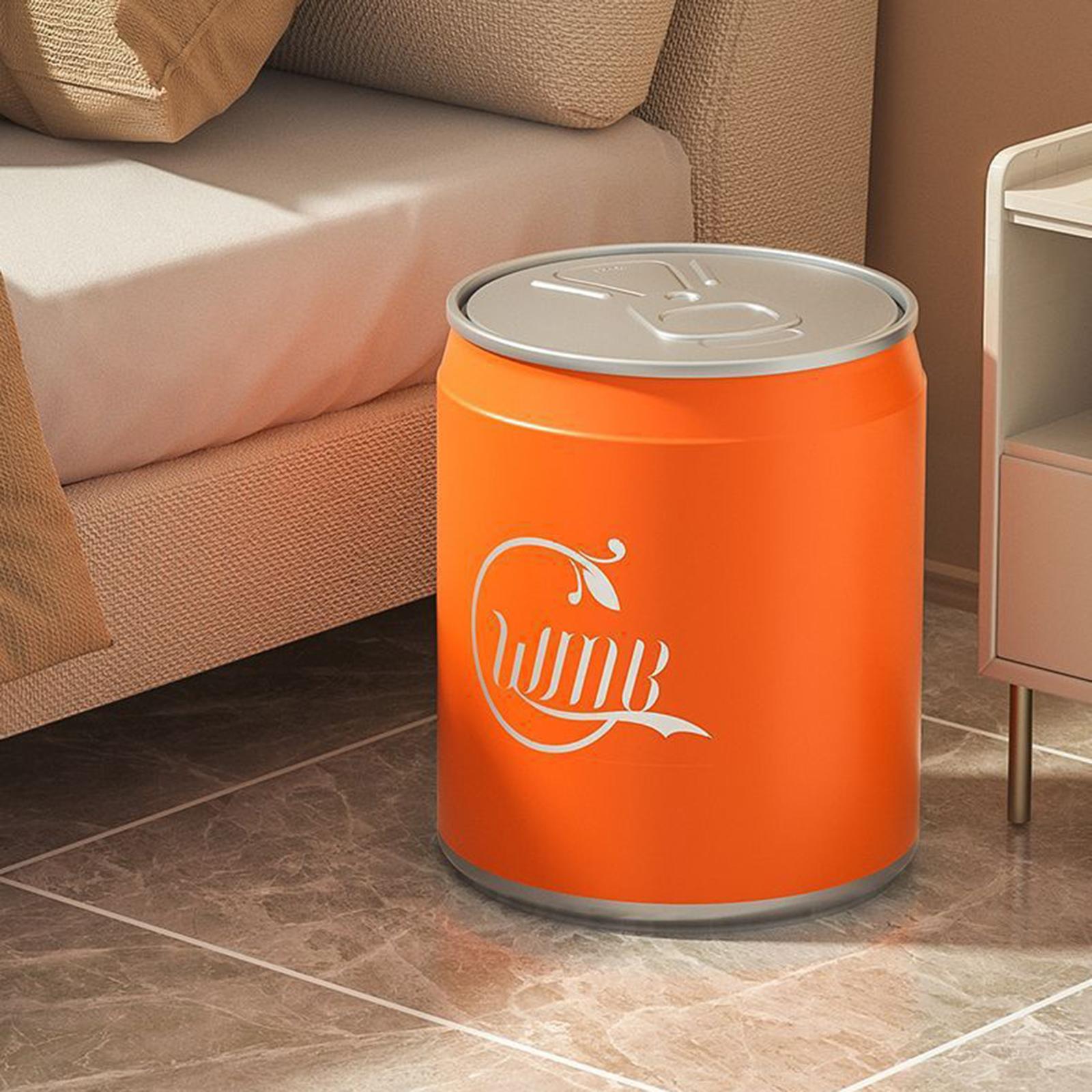 Cola Can Shape Rubbish Container Small Kitchen Wastebasket for Office Toilet Orange with Wheel