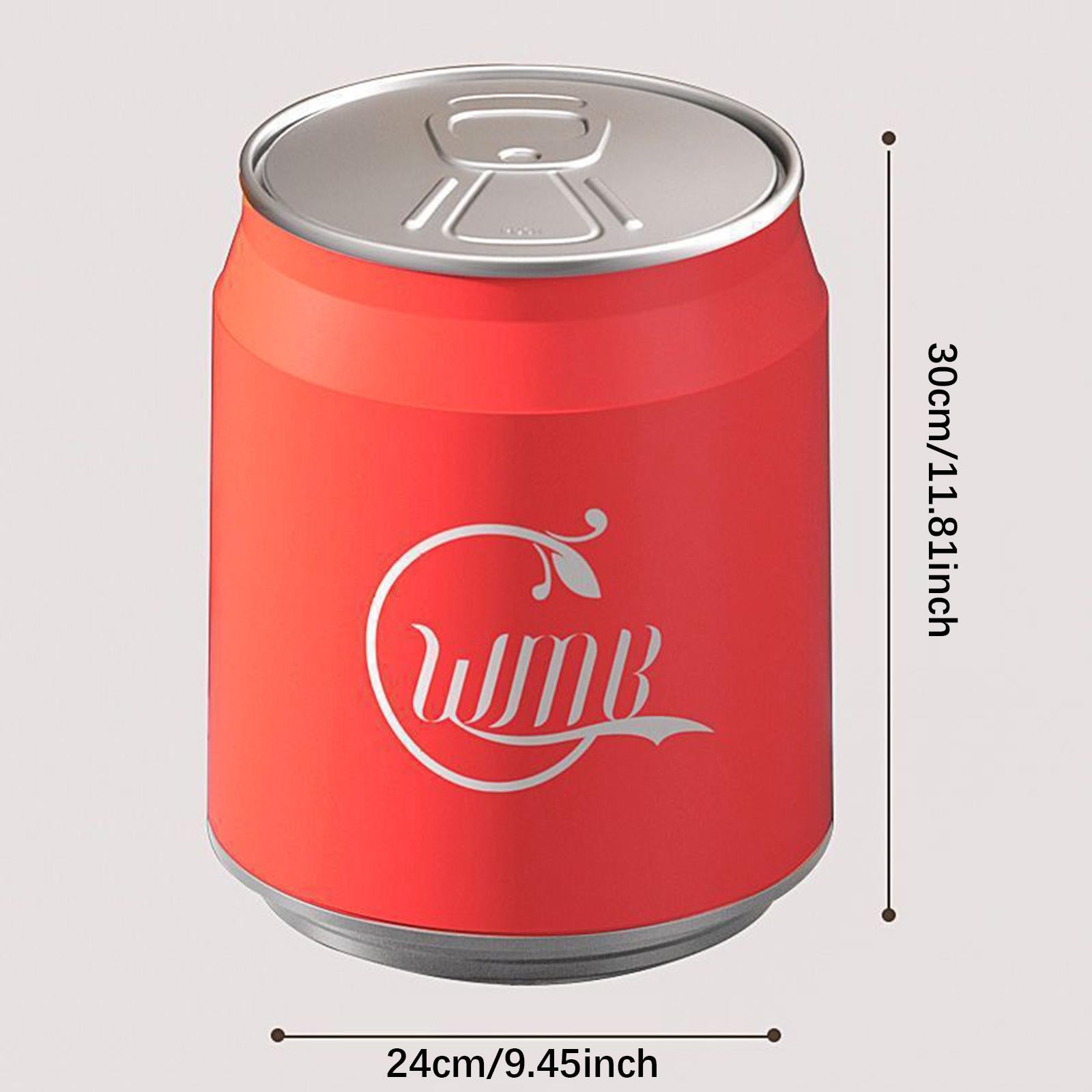 Cola Can Shape Rubbish Container Small Kitchen Wastebasket for Office Toilet Red with Wheel