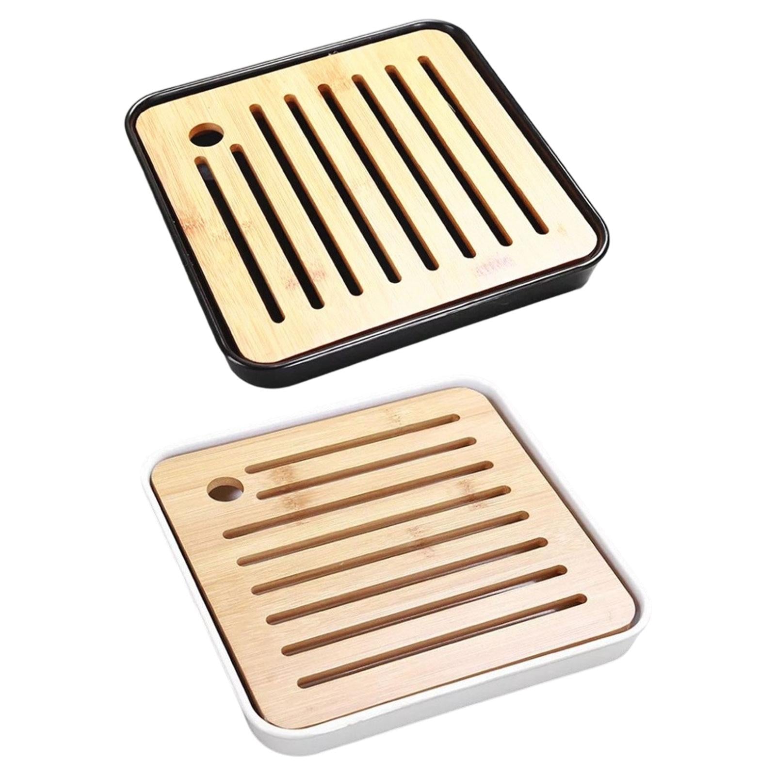 Bamboo Kung Fu Tea Tray Water Storage Mini Tea Ceremony for Household Office black