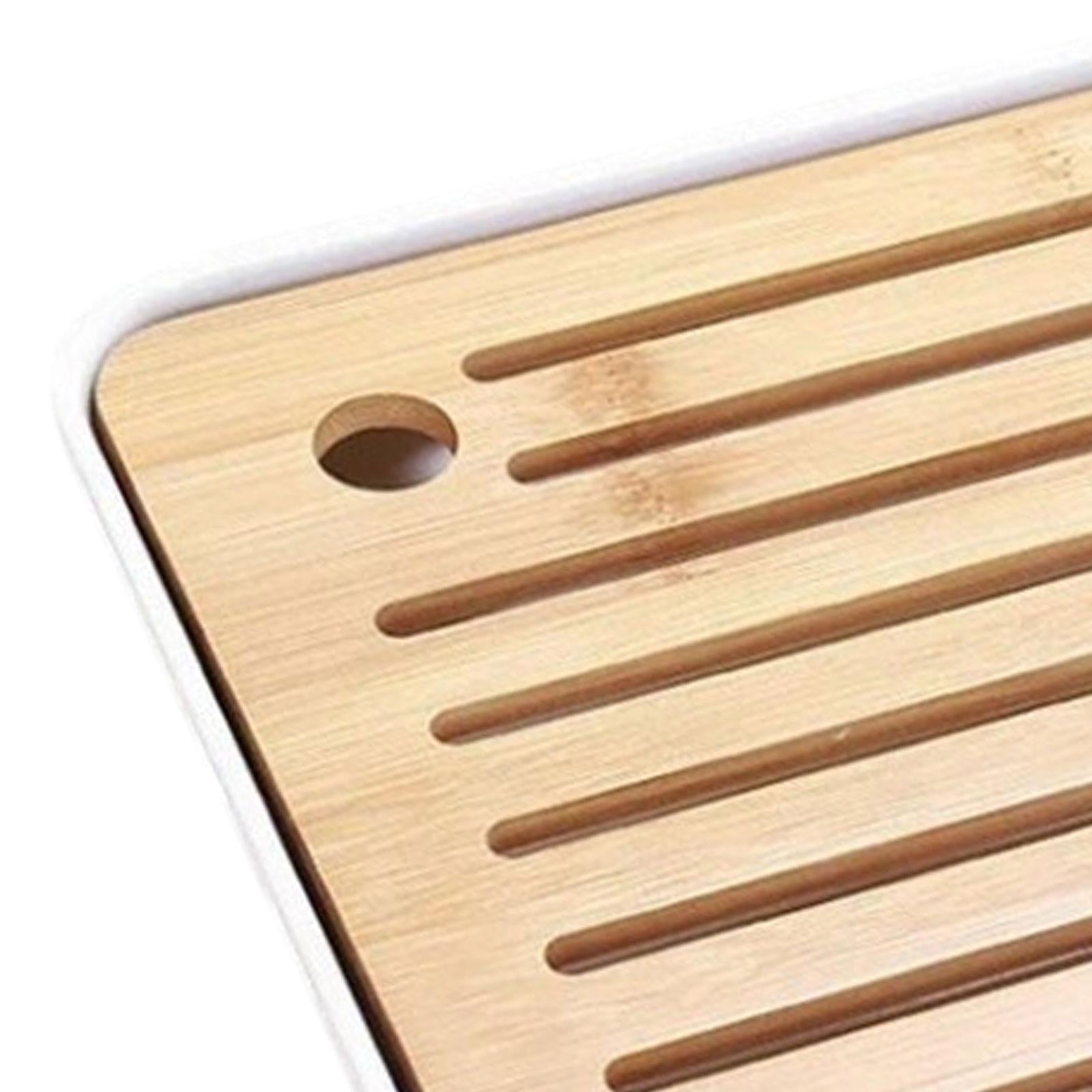 Bamboo Kung Fu Tea Tray Water Storage Mini Tea Ceremony for Household Office white