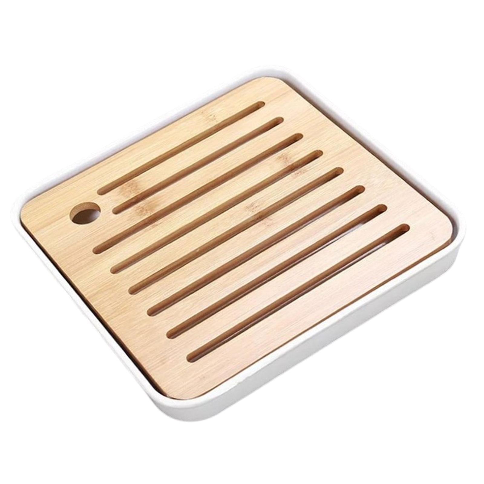 Bamboo Kung Fu Tea Tray Water Storage Mini Tea Ceremony for Household Office white