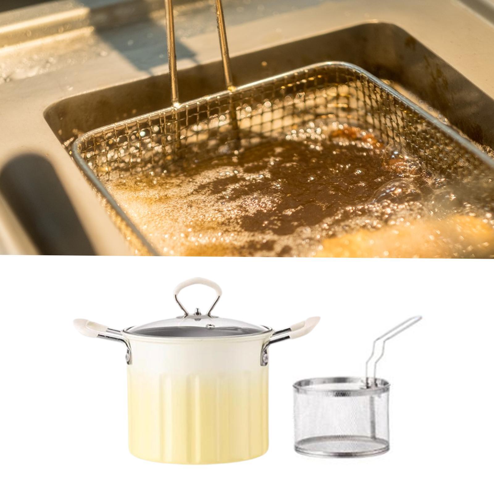 Deep Fryer Pot with Frying Basket Oil Strainer Basket for Chips Boiling Home