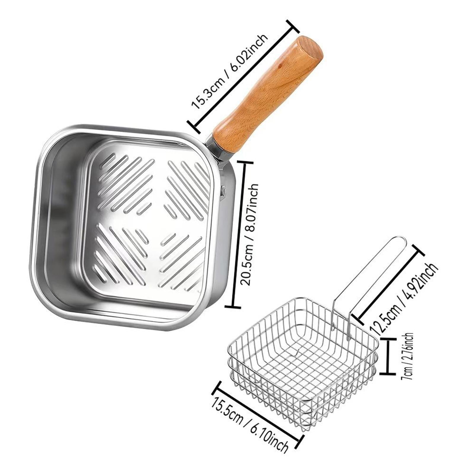 Small Deep Fryer Pot Stainless Steel Cooking Pot for Chips French Fries Fish