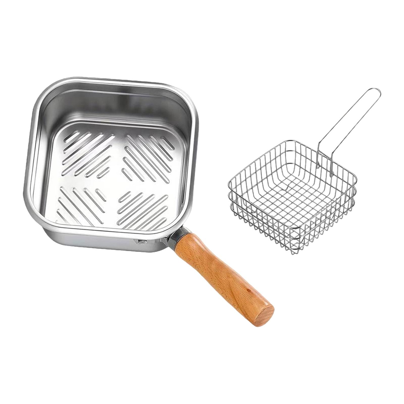 Small Deep Fryer Pot Stainless Steel Cooking Pot for Chips French Fries Fish