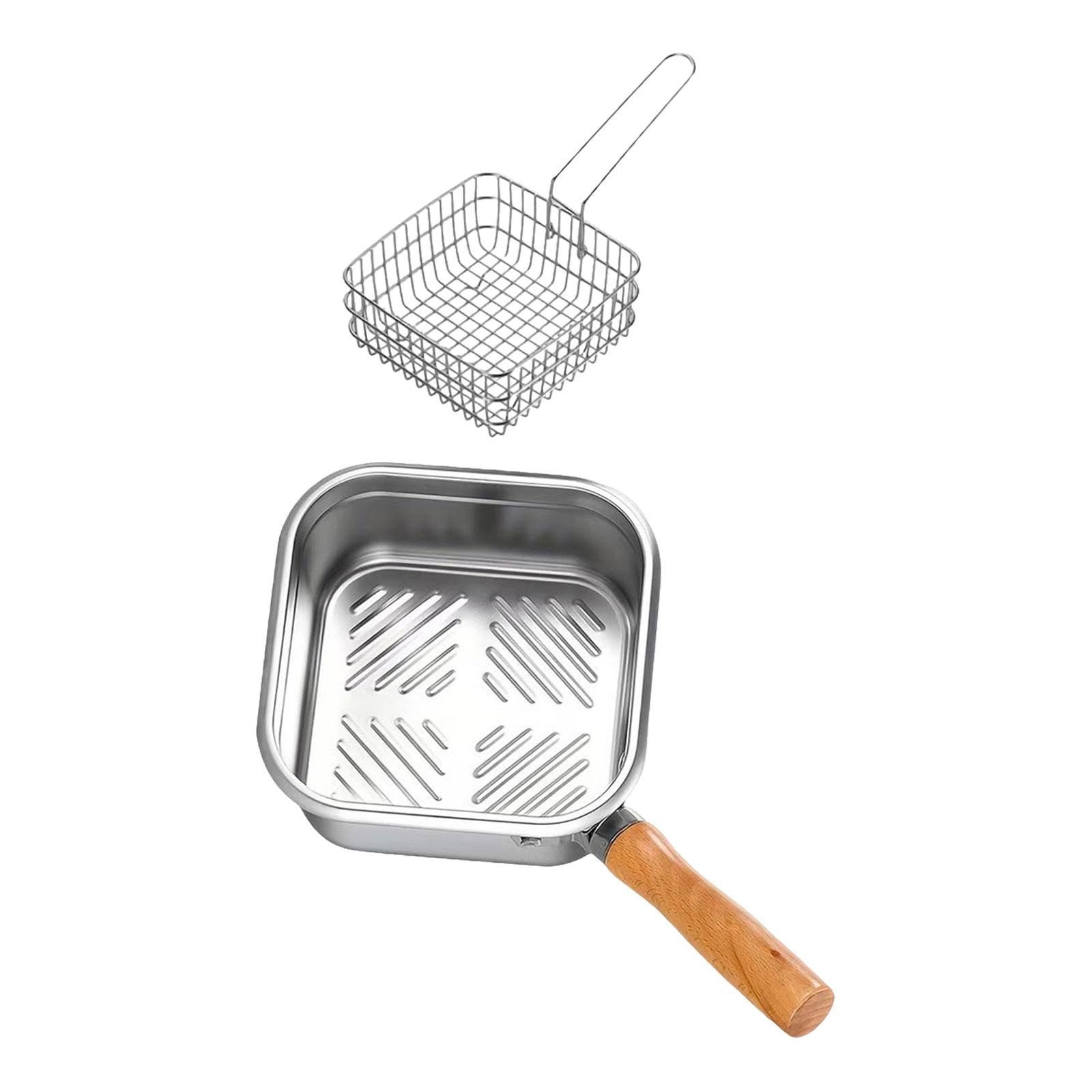 Small Deep Fryer Pot Stainless Steel Cooking Pot for Chips French Fries Fish