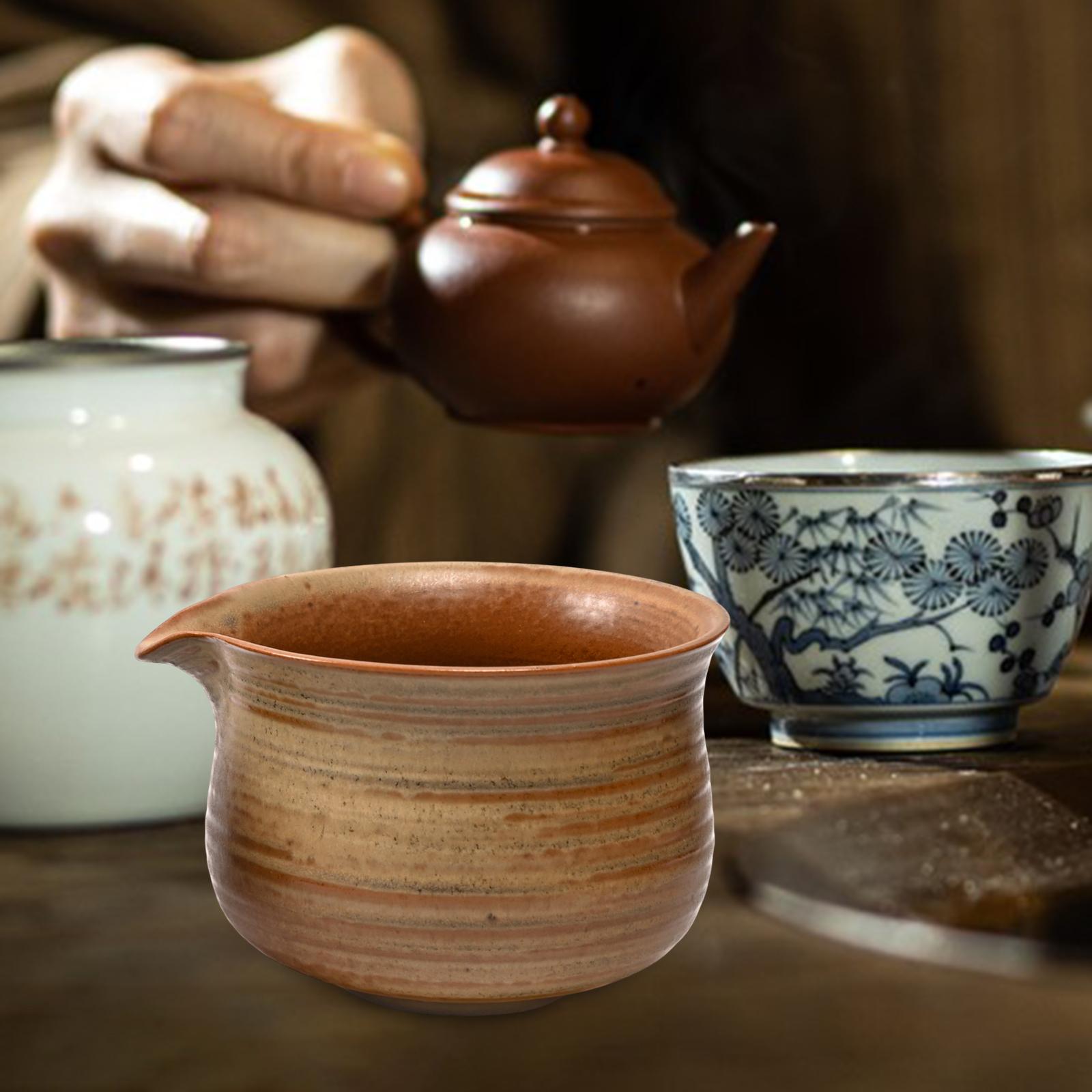 Ceramic Matcha Bowl Gift Porcelain Tea Bowl for Kitchen Tea Room Living Room Retro Design Yellow