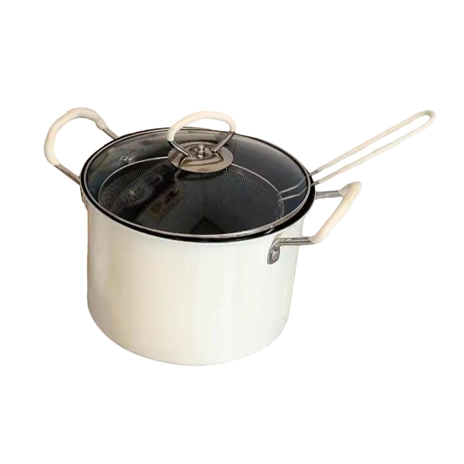 Deep Fryer Pot Practical Easy to Clean Deep Fry Pan for Camping Home Outdoor White