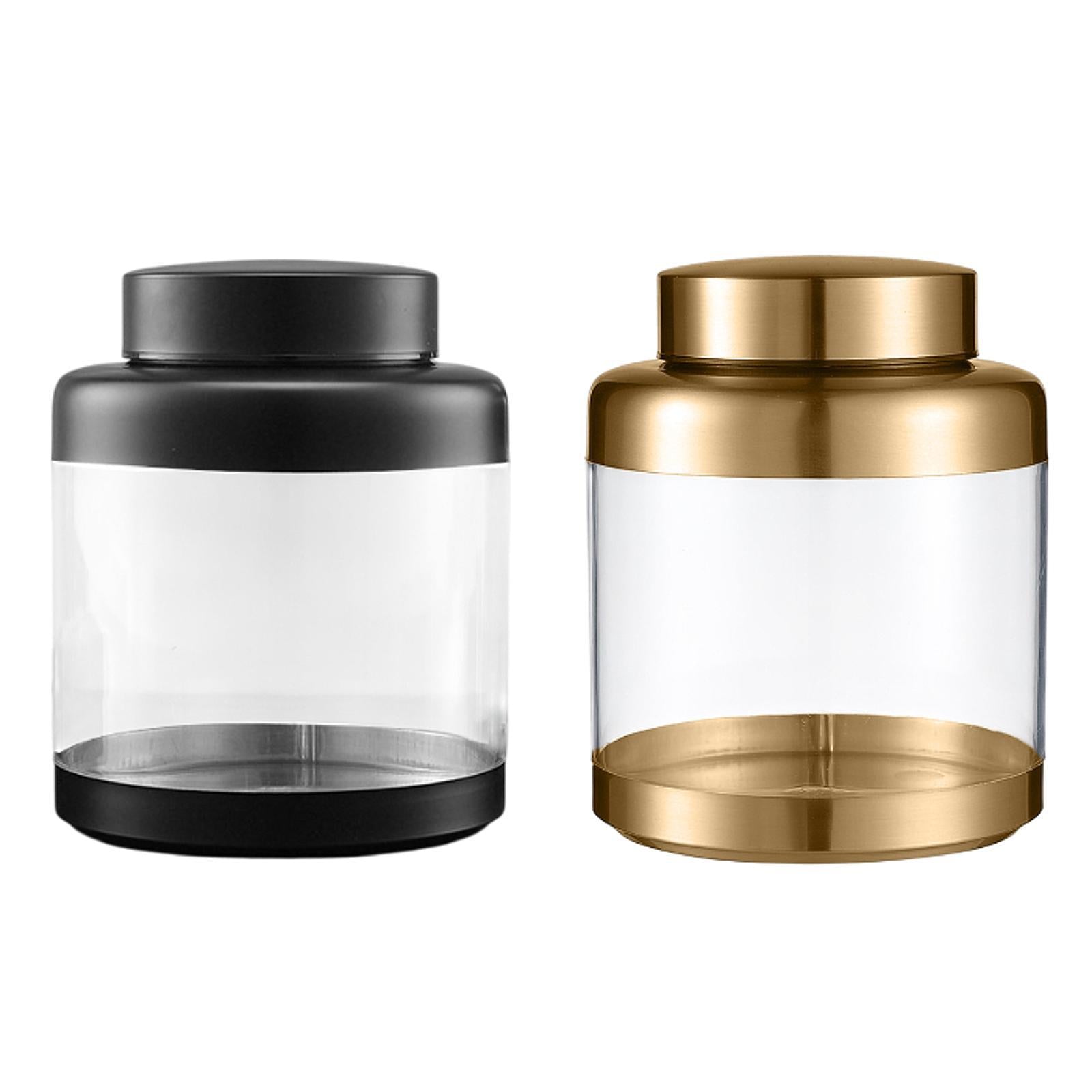 Airtight Storage Jar with Lid Sealed Clear Can for Sugar Dried Fruits Cookie Black