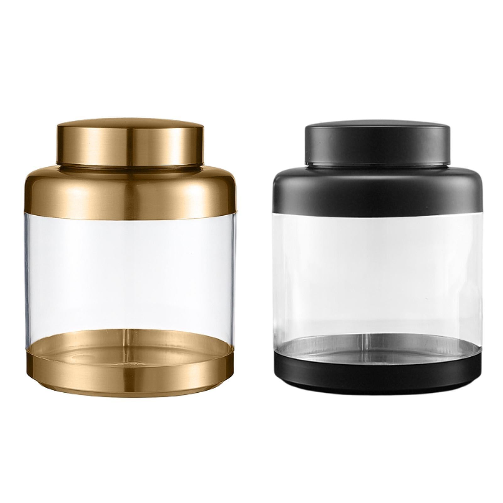 Airtight Storage Jar with Lid Sealed Clear Can for Sugar Dried Fruits Cookie Black