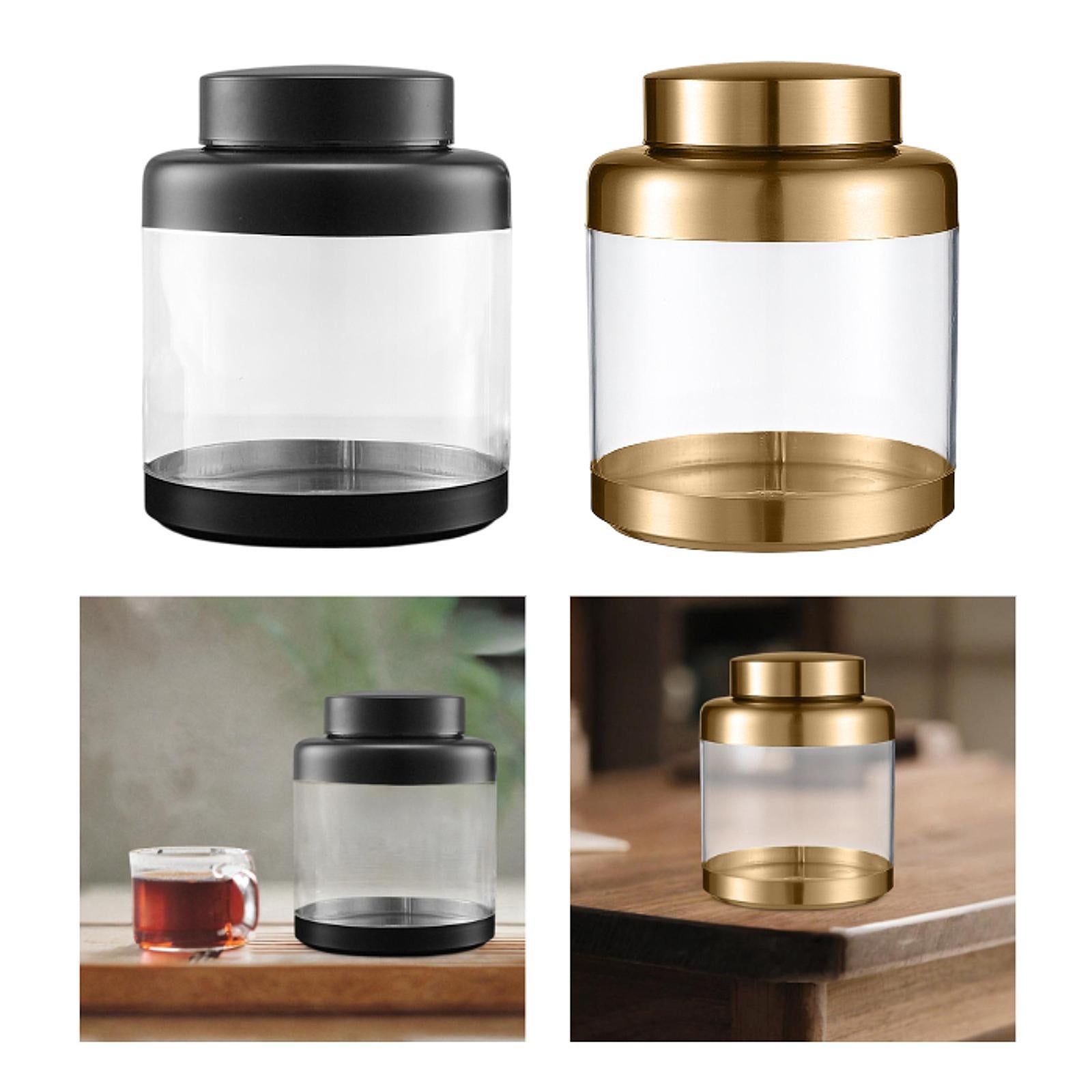 Airtight Storage Jar with Lid Sealed Clear Can for Sugar Dried Fruits Cookie Black