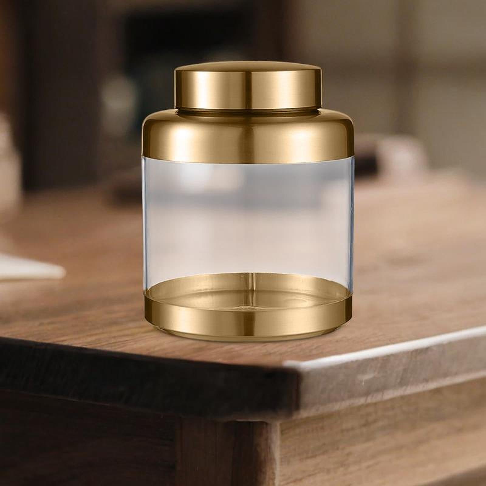 Airtight Storage Jar with Lid Sealed Clear Can for Sugar Dried Fruits Cookie Gold