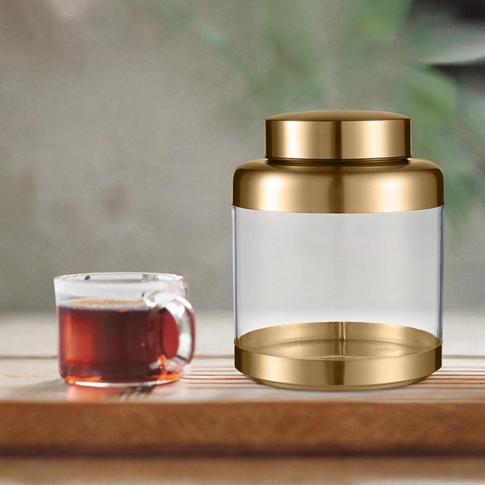 Airtight Storage Jar with Lid Sealed Clear Can for Sugar Dried Fruits Cookie Gold