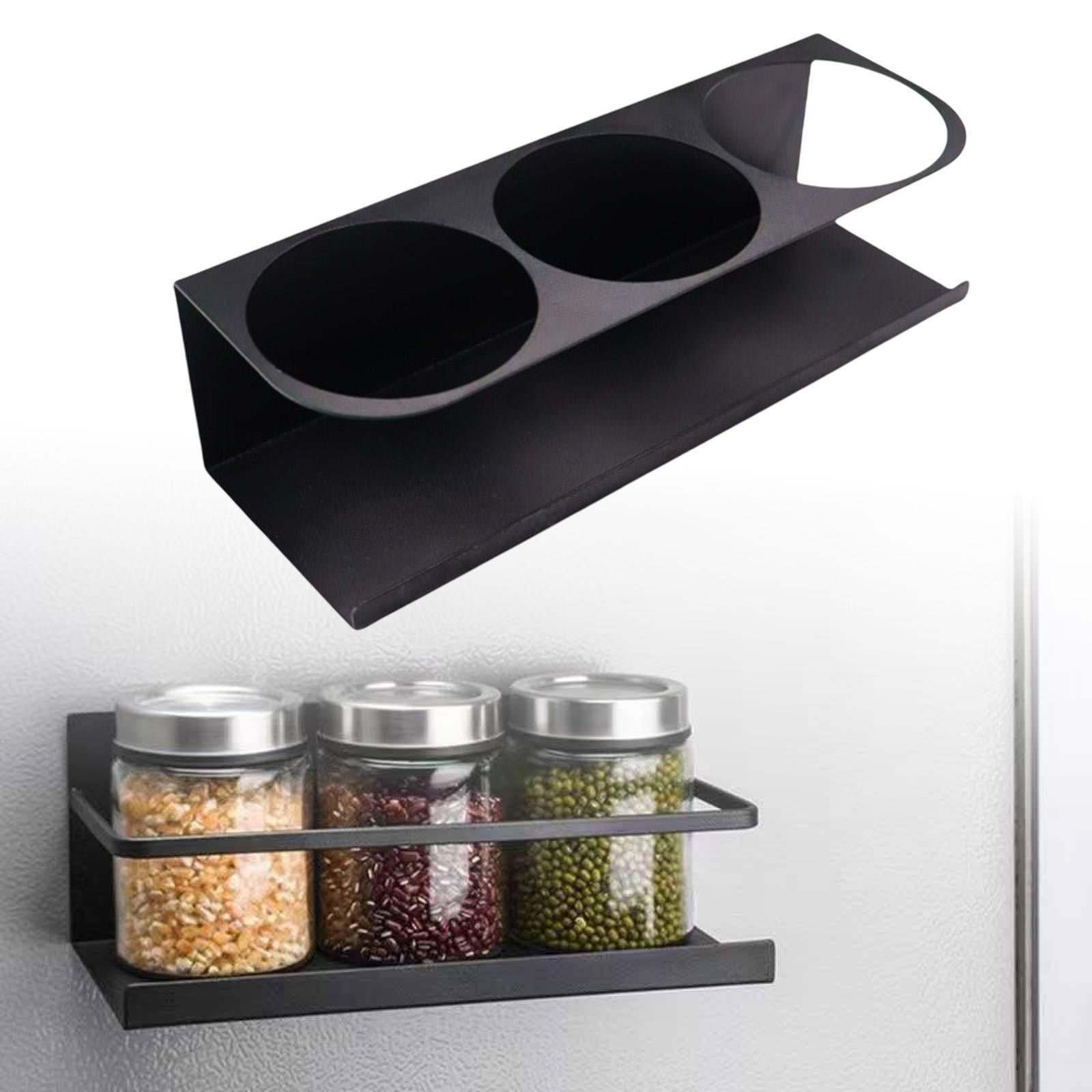Magnetic Spice Rack Side Mount Bottle Hanger for Refrigerators Oven Bathroom Black