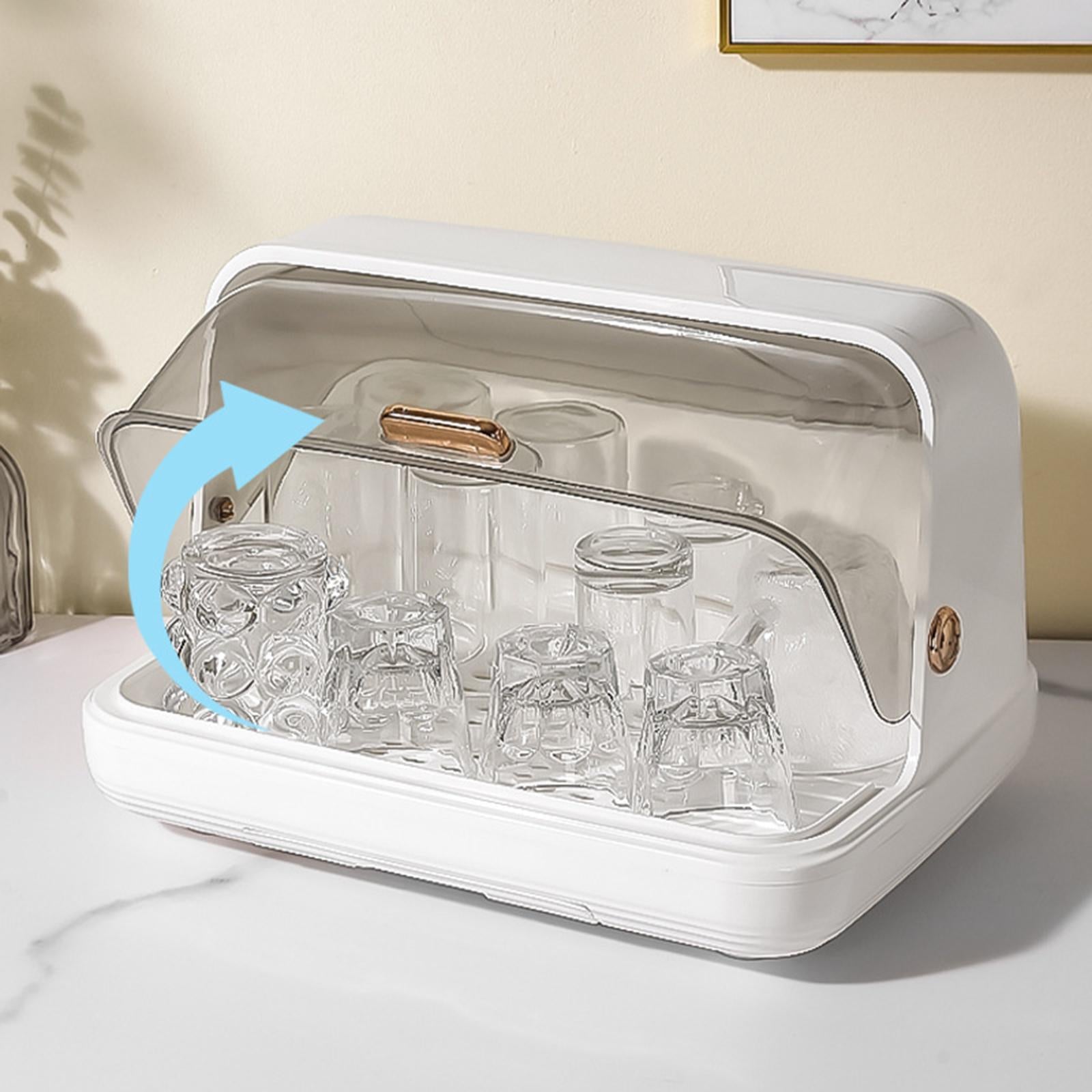Desktop Cup Organizer Dustproof Container for Dinnerware Tea Cups Coffee Mug White