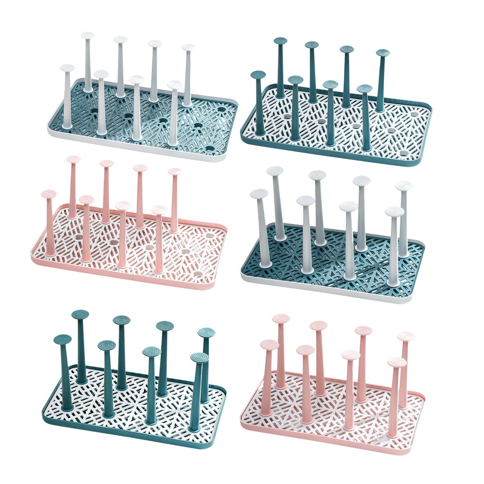Cup Drying Rack with 8 Detachable Hooks Mug and Cup Organizer for Hotel Sink White Green Large