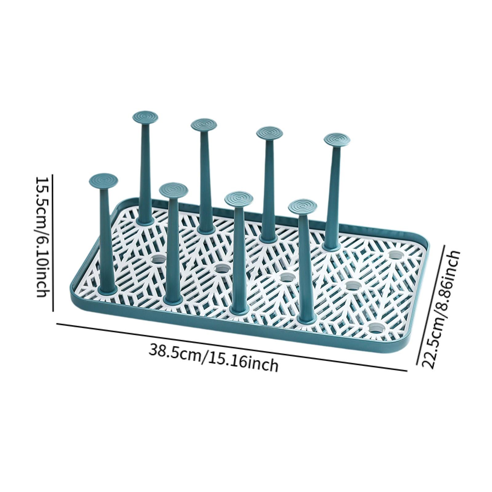Cup Drying Rack with 8 Detachable Hooks Mug and Cup Organizer for Hotel Sink Green Large