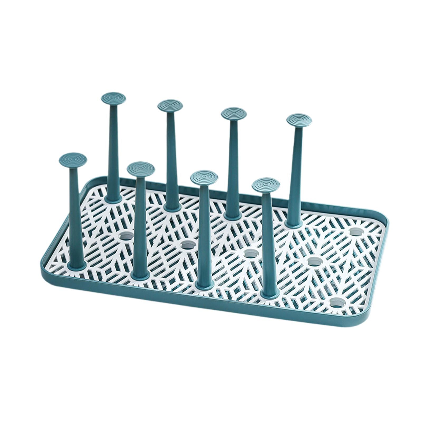 Cup Drying Rack with 8 Detachable Hooks Mug and Cup Organizer for Hotel Sink Green Large