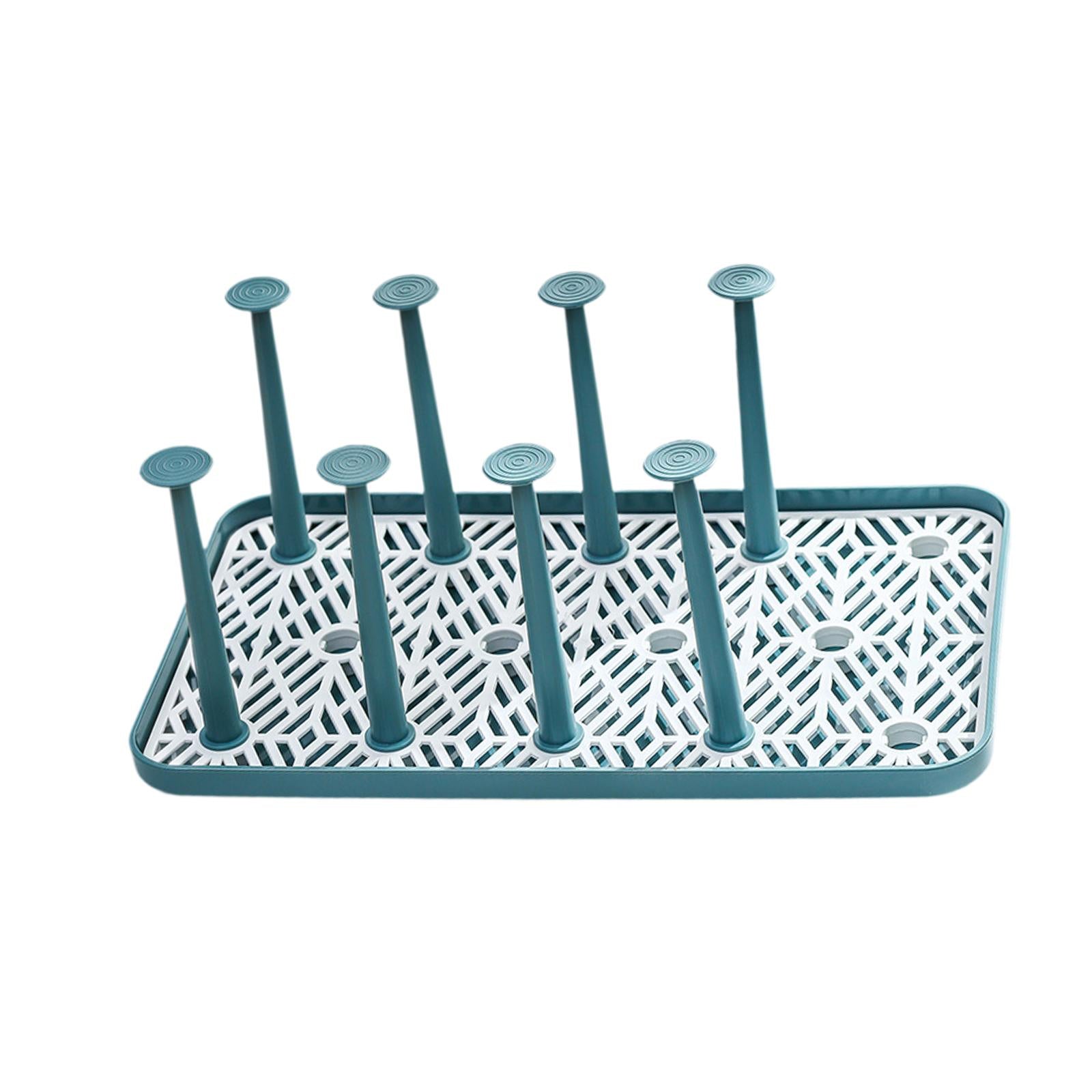 Cup Drying Rack with 8 Detachable Hooks Mug and Cup Organizer for Hotel Sink Green Large