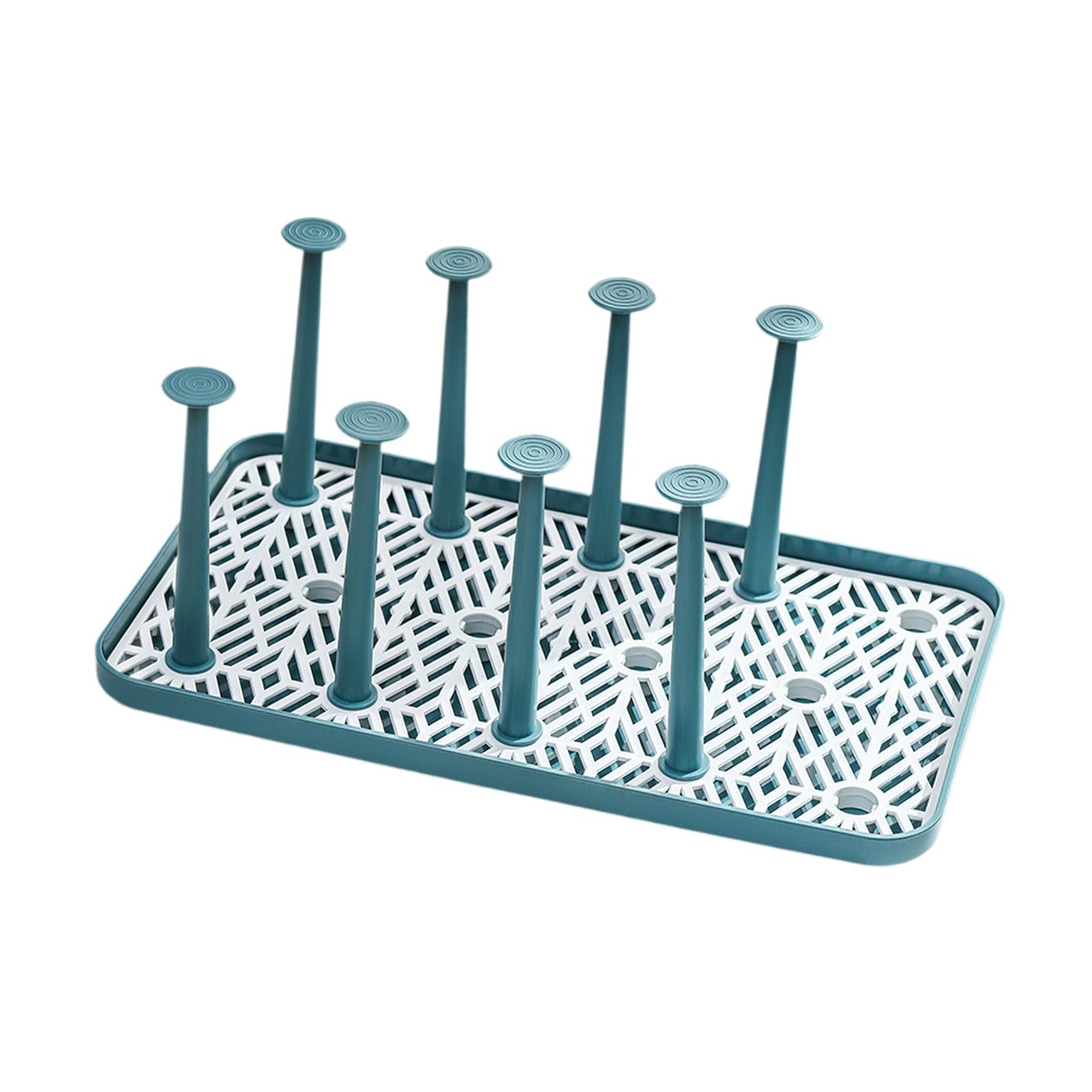 Cup Drying Rack with 8 Detachable Hooks Mug and Cup Organizer for Hotel Sink Green Large
