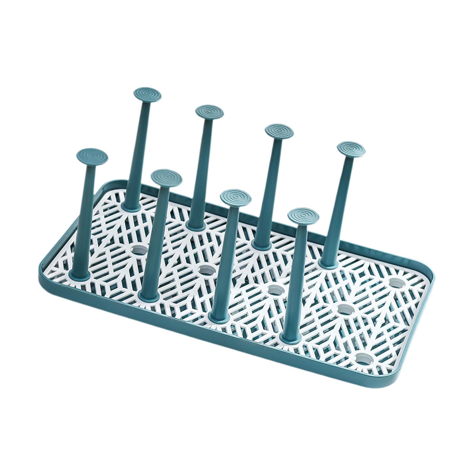 Cup Drying Rack with 8 Detachable Hooks Mug and Cup Organizer for Hotel Sink Green Large