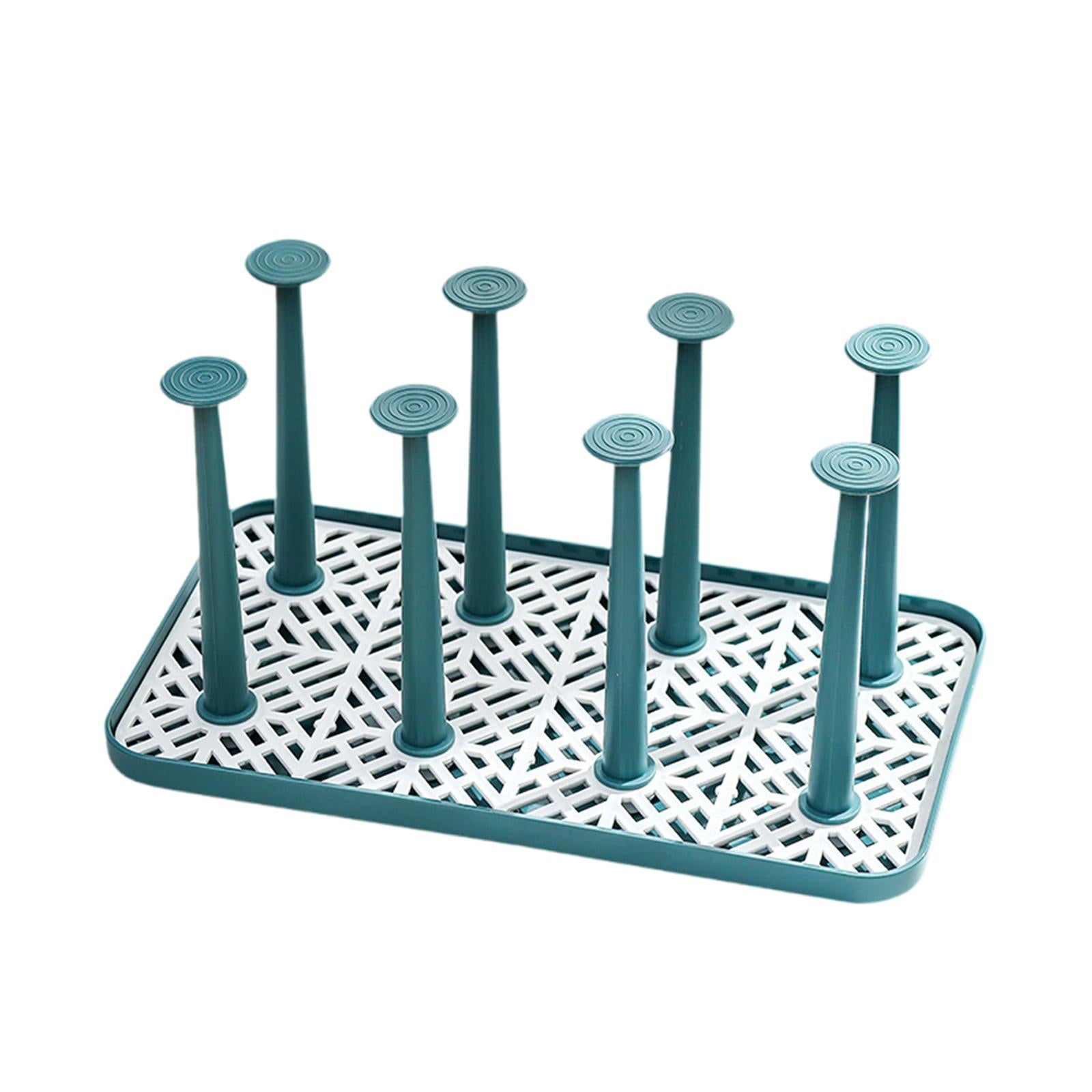 Cup Drying Rack with 8 Detachable Hooks Mug and Cup Organizer for Hotel Sink Green Small