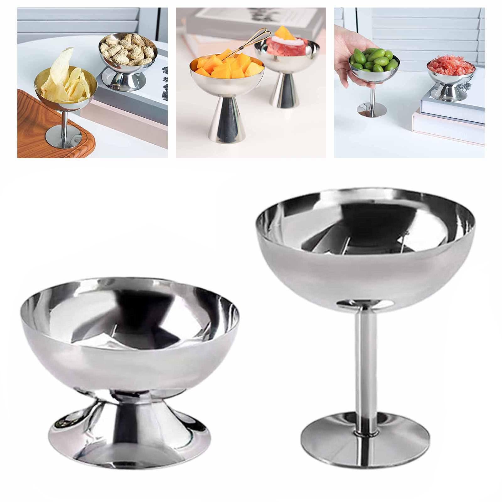 Footed Dessert Bowl Stainless Steel Goblet Bowl for Sundae Milkshakes Cereal Height 6.2cm