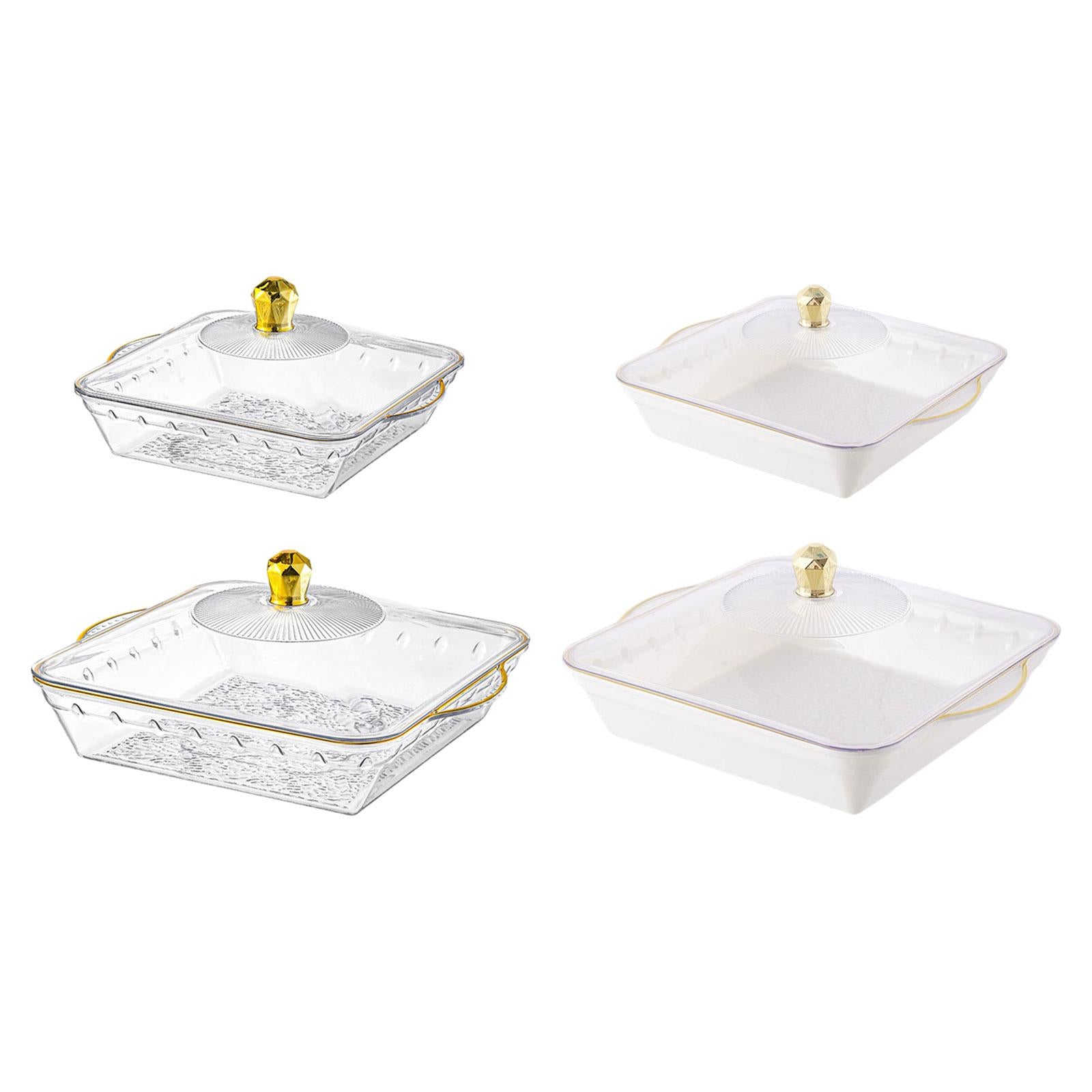 Fruit Bowl with Lid Modern Protable Fruit Plate for Party Home Coffee Drinks 25x28.5x5.3cm clear