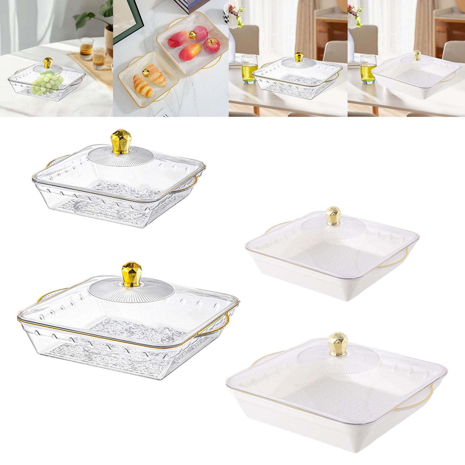 Fruit Bowl with Lid Modern Protable Fruit Plate for Party Home Coffee Drinks 25x28.5x5.3cm clear