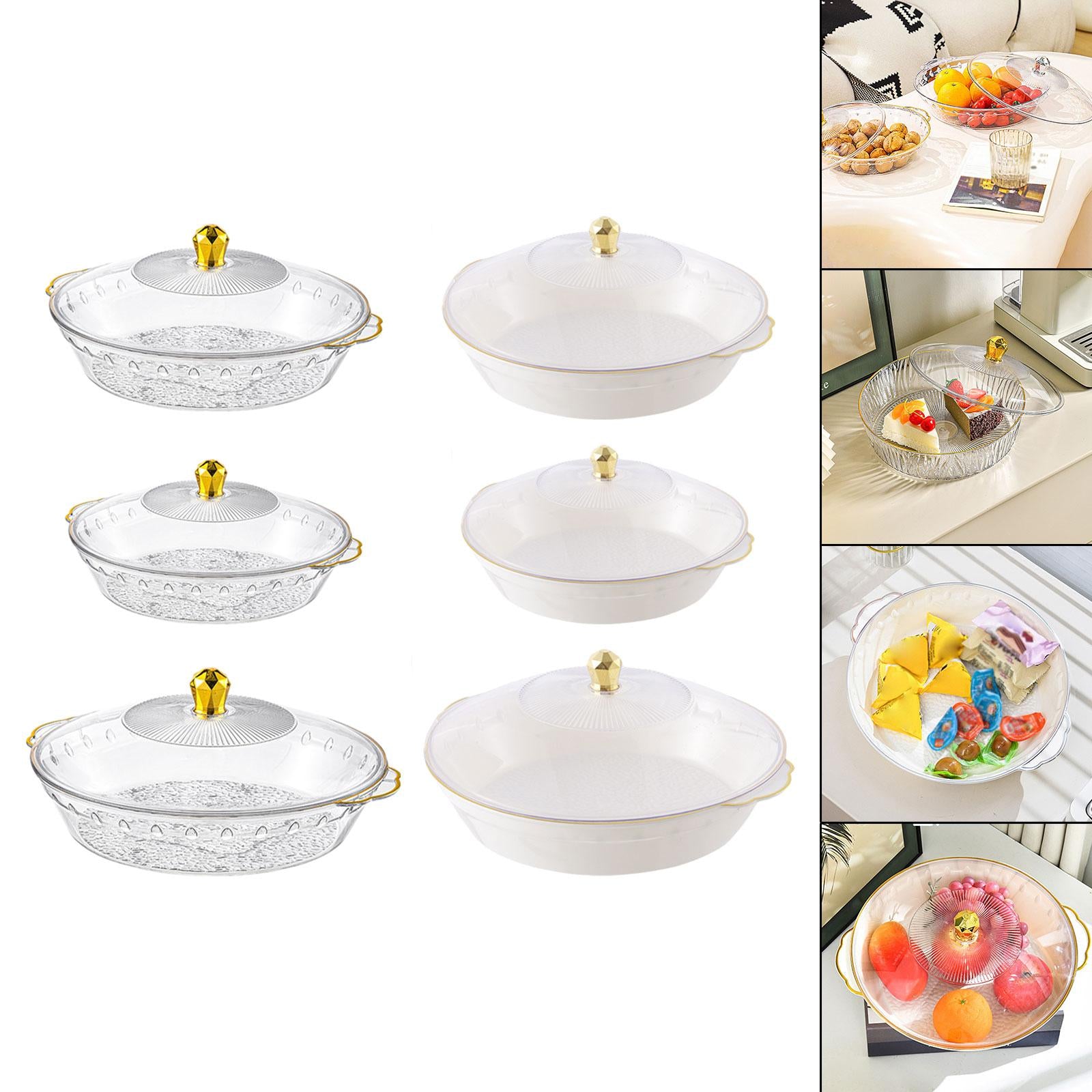 Fruit Bowl with Lid Container Decorative Dish for Kitchen Home Breakfast Tea clear 33.5x30.5x6cm