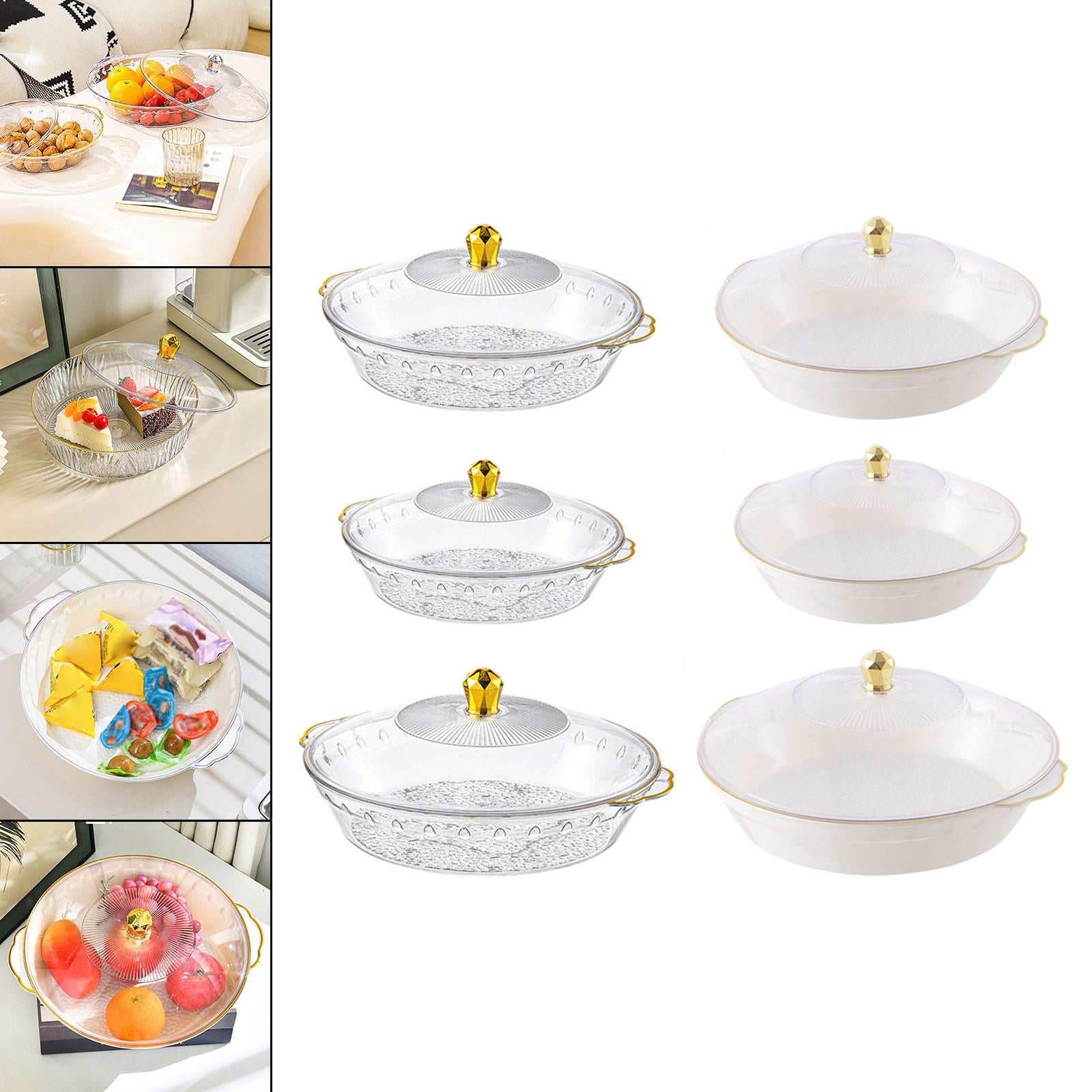 Fruit Bowl with Lid Container Decorative Dish for Kitchen Home Breakfast Tea clear 33.5x30.5x6cm