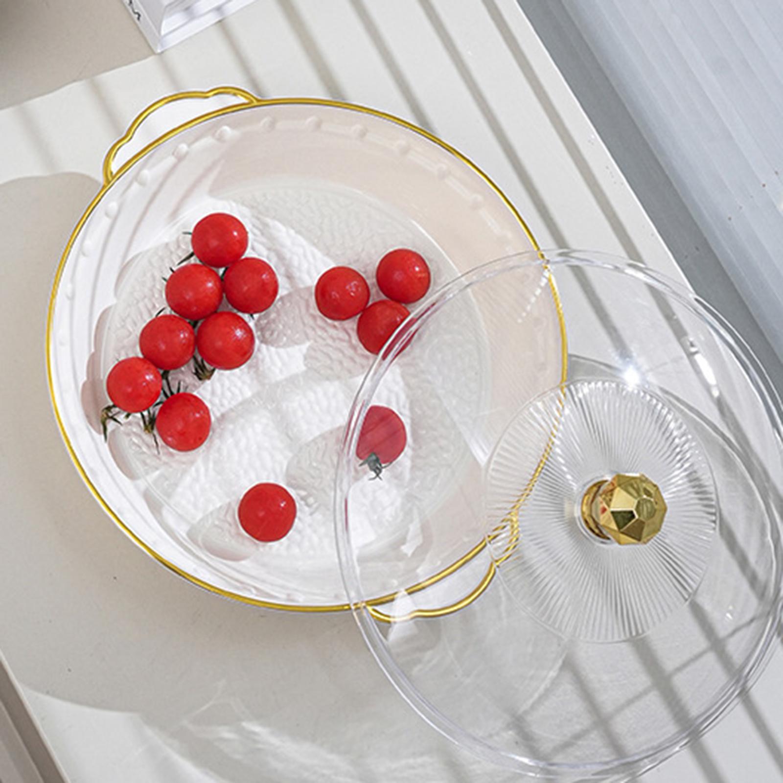 Fruit Bowl with Lid Container Decorative Dish for Kitchen Home Breakfast Tea white 33.5x30.5x6cm
