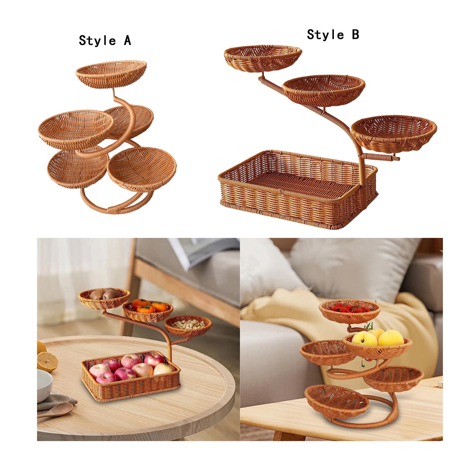Fruit Basket Multi Tiers Compact Kitchen Counter Organizer Rack Serving Tray Style A