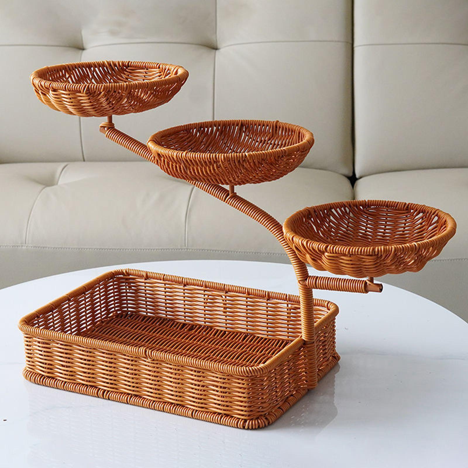 Fruit Basket Multi Tiers Compact Kitchen Counter Organizer Rack Serving Tray Style B