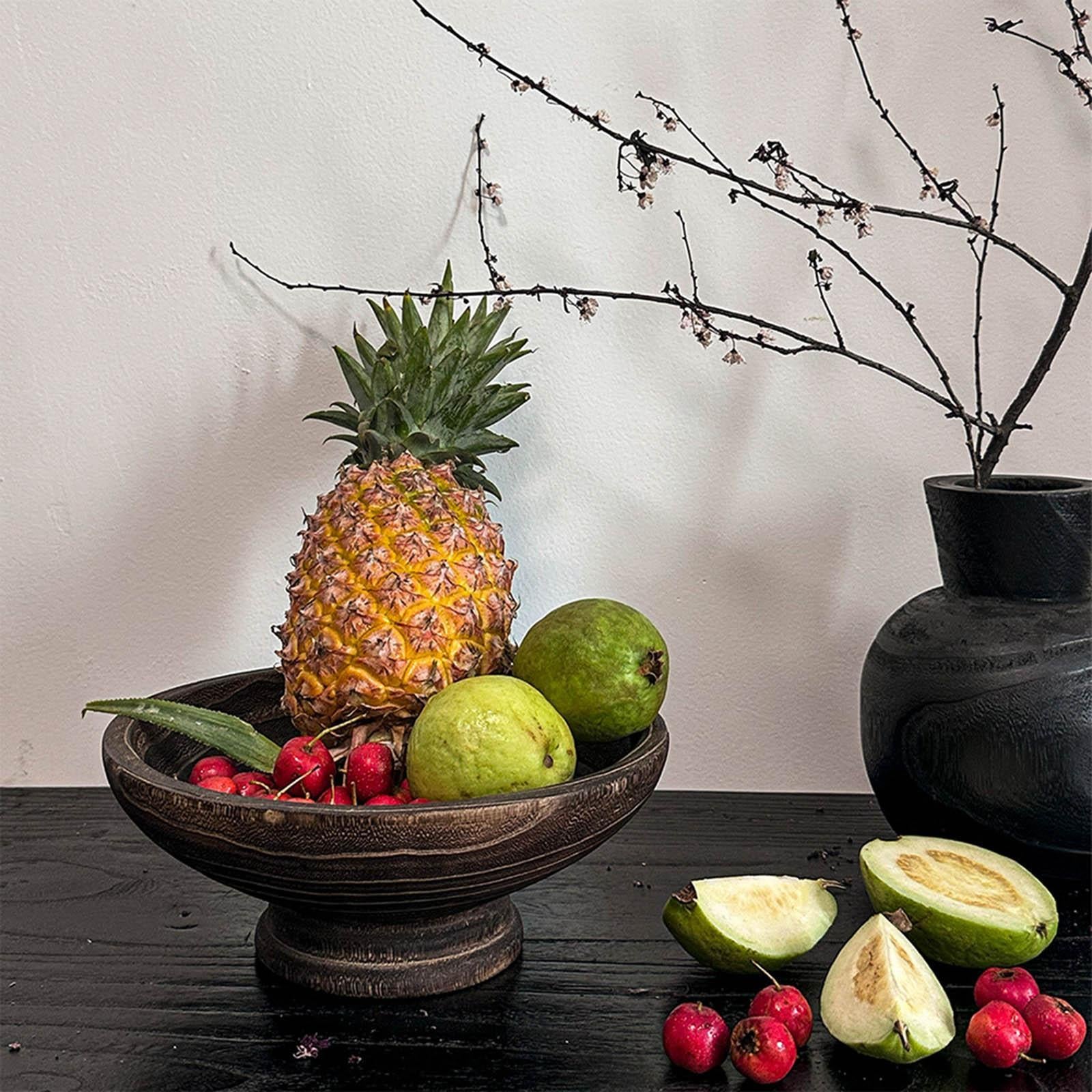 Decorative Pedestal Bowl Round Tableware for Celebration Wedding Anniversary brown