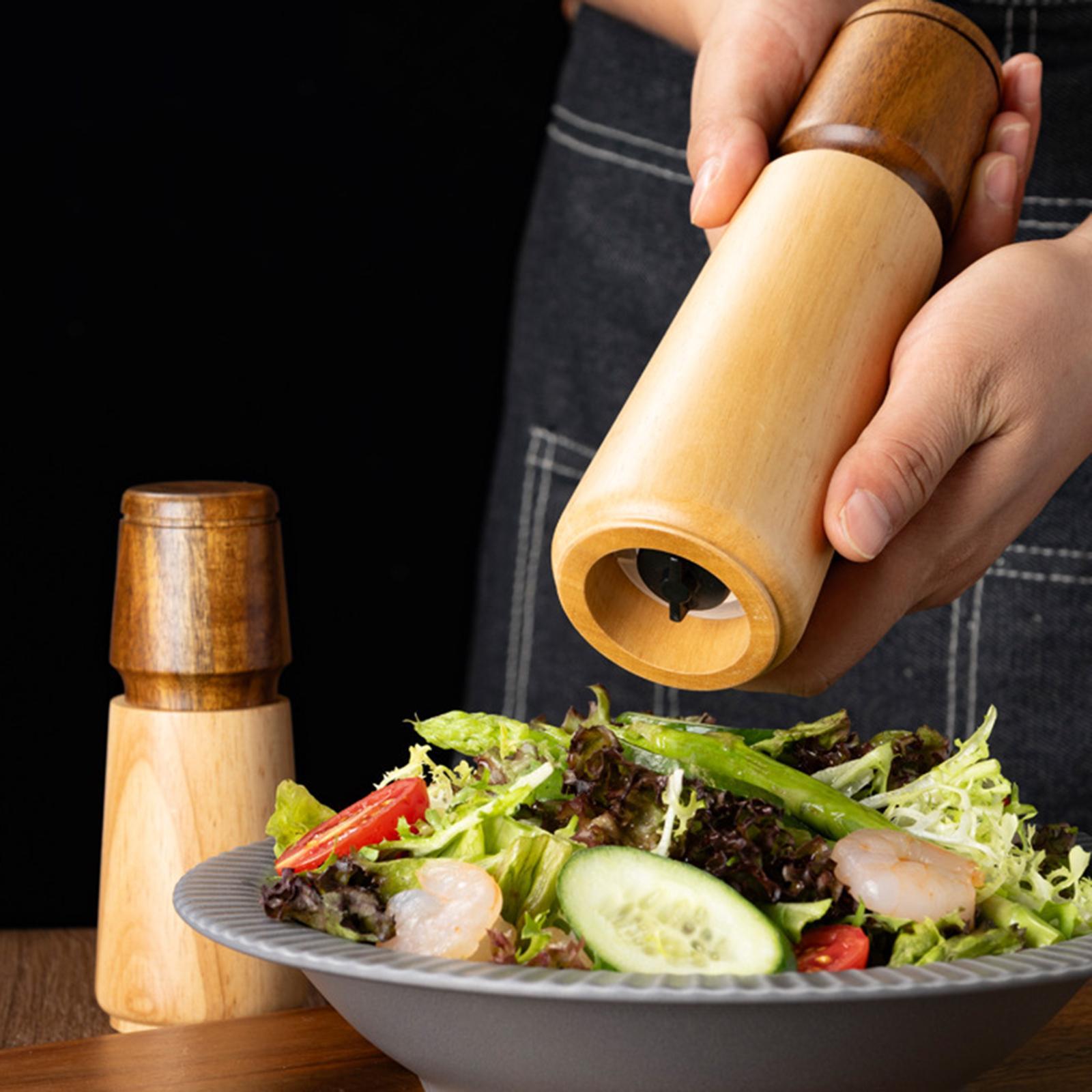 Pepper Mill Set Peppercorn Mill with Tray Wood for Home Household Kitchen