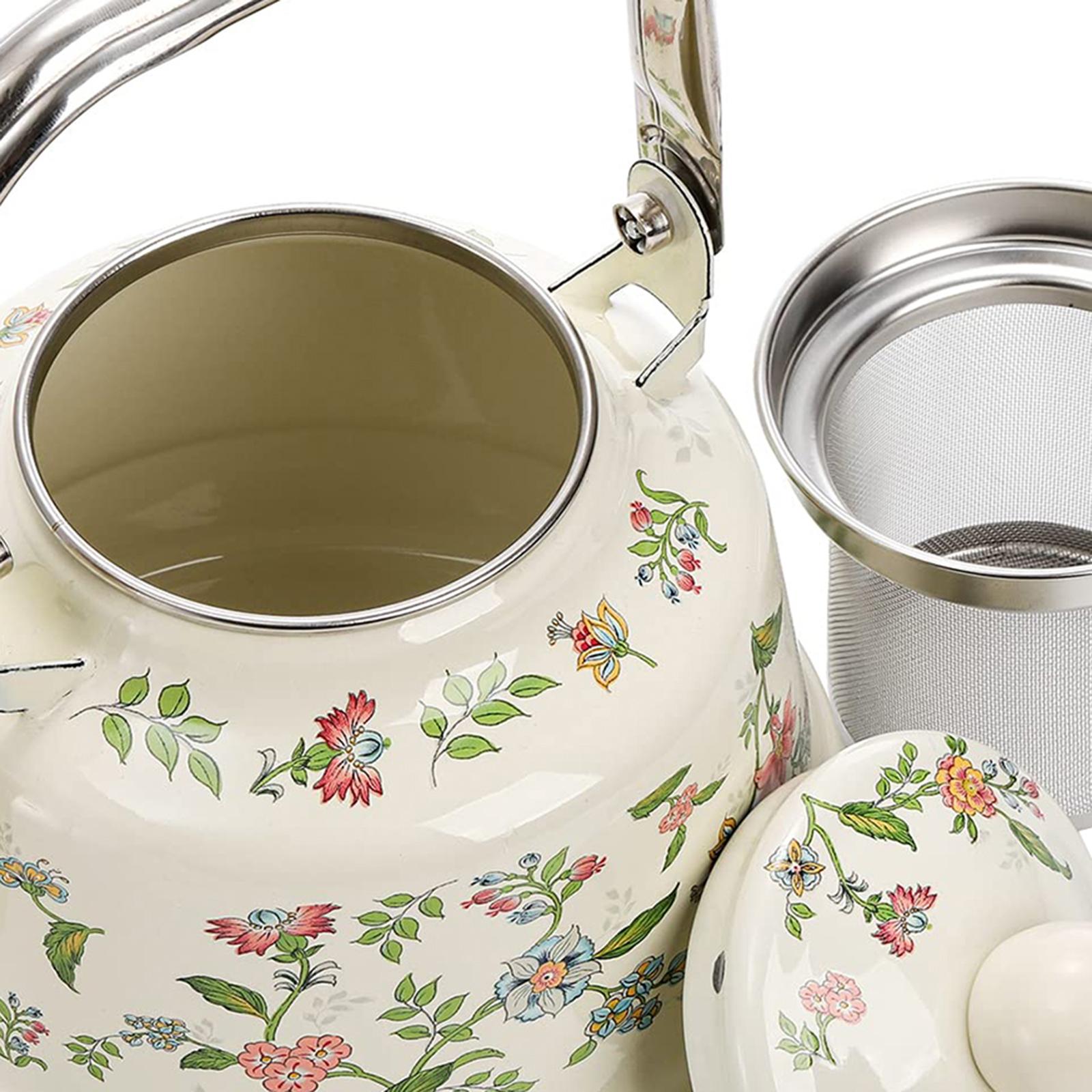Enamel Water Kettle Warmer Leakproof Enamel Teapot for Camping Hiking Indoor