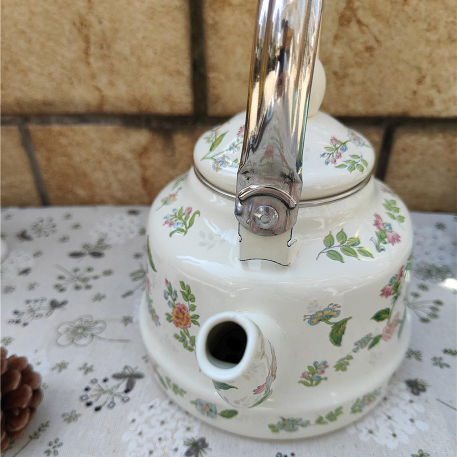 Enamel Water Kettle Warmer Leakproof Enamel Teapot for Camping Hiking Indoor