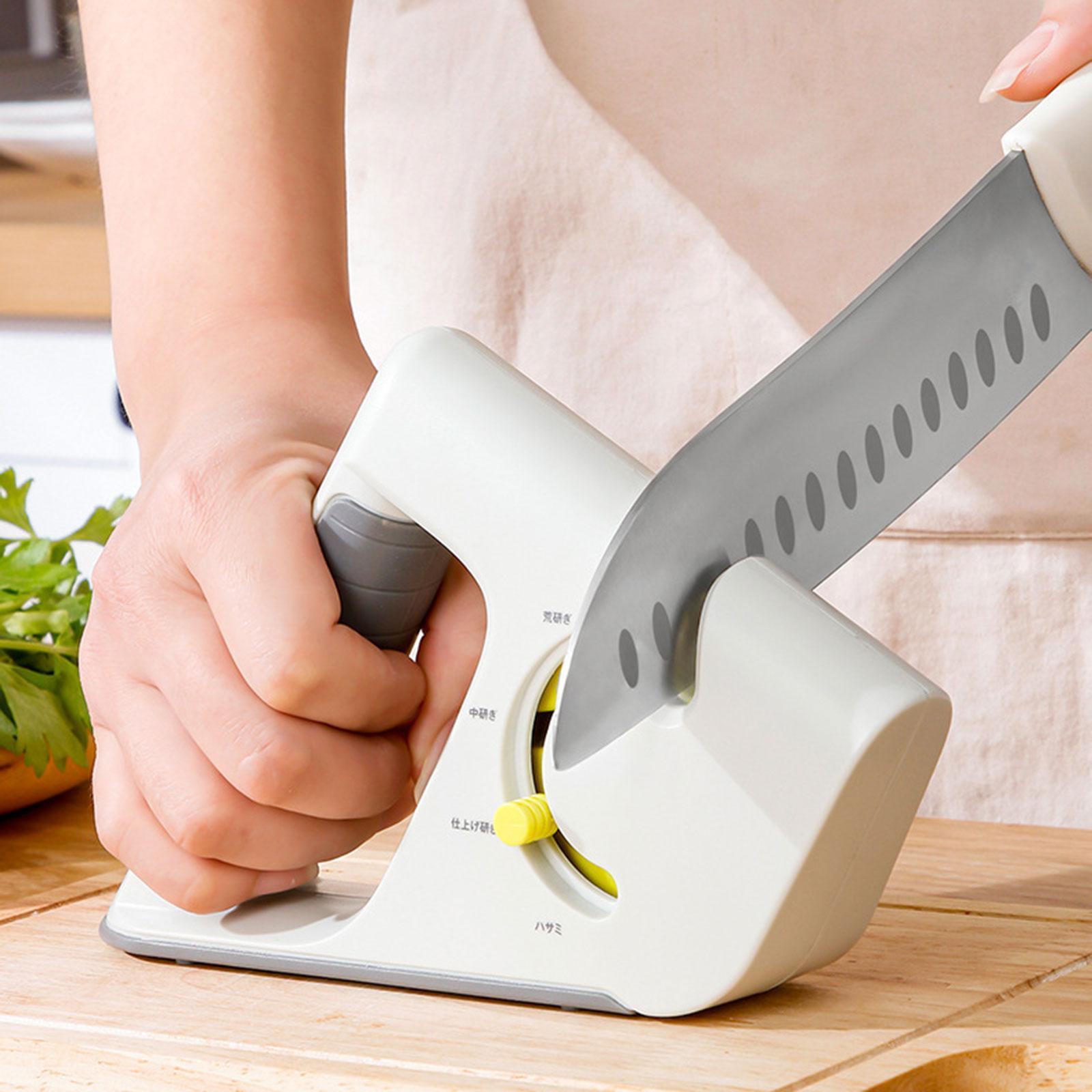 Handheld 4 in 1 Knife Sharpener 7.4x2x4.5inch for Fruit Knife Anti Slip Base