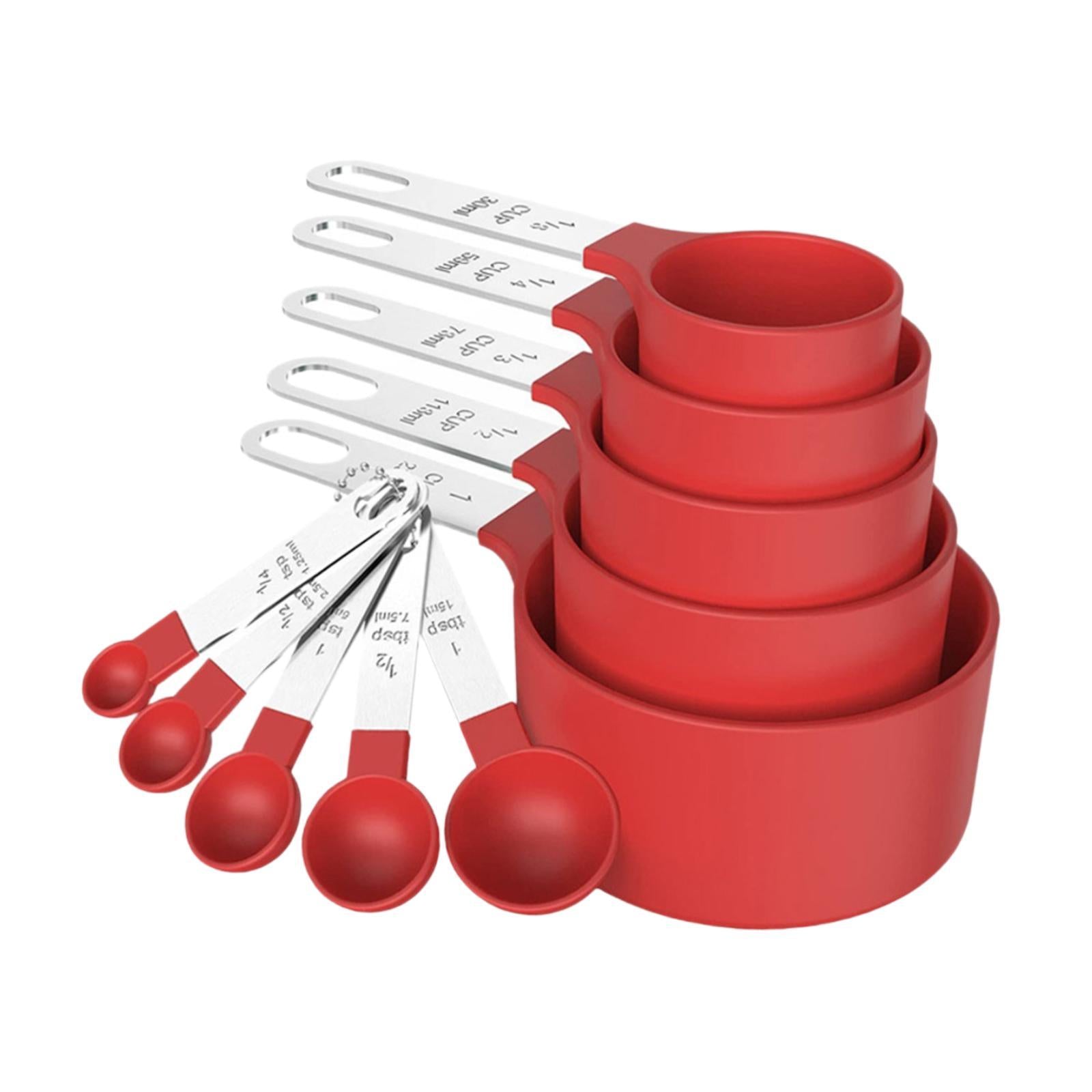 Measuring Cups Spoons Set Compact Mixing Spoons for Cooking Home Accessories Red