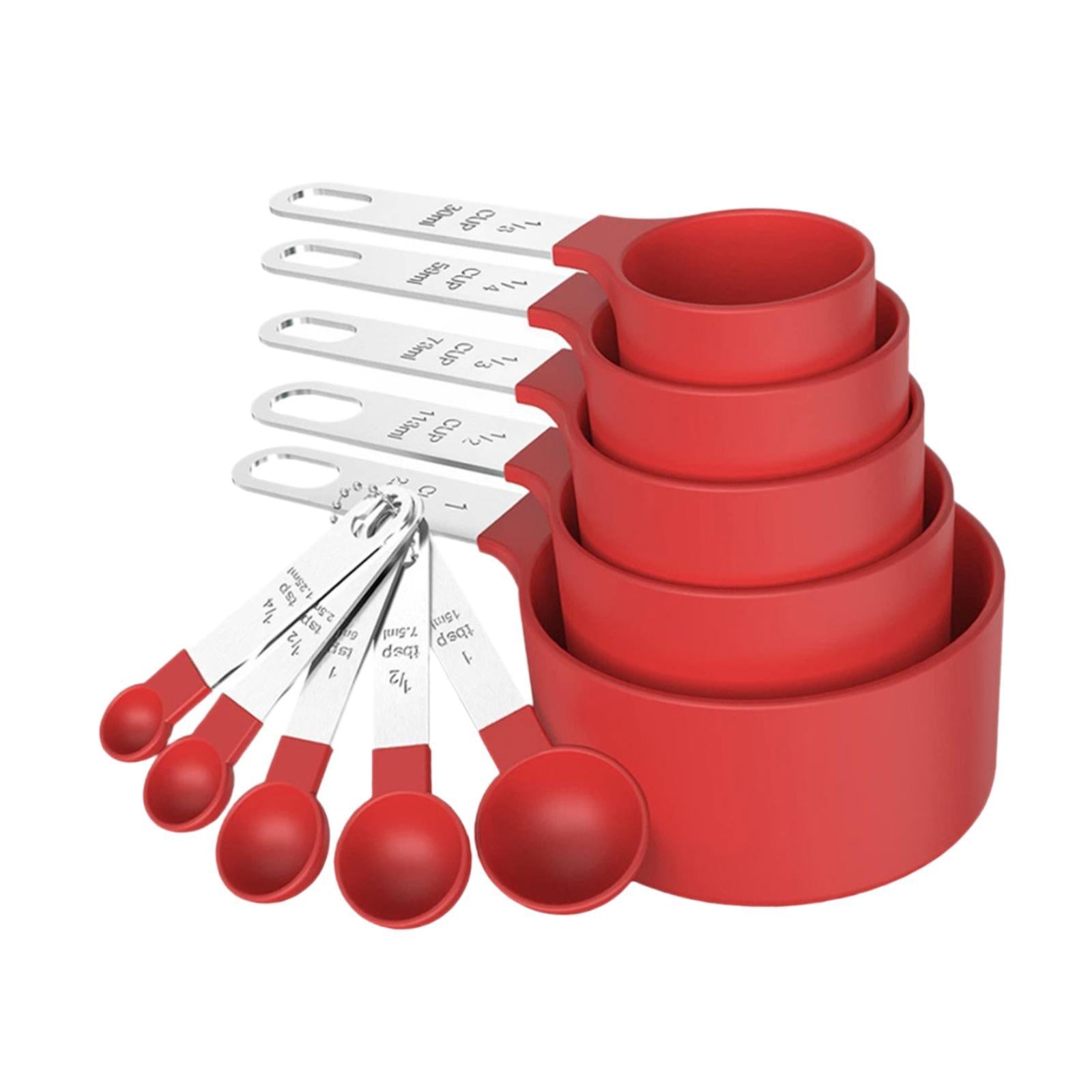 Measuring Cups Spoons Set Compact Mixing Spoons for Cooking Home Accessories Red