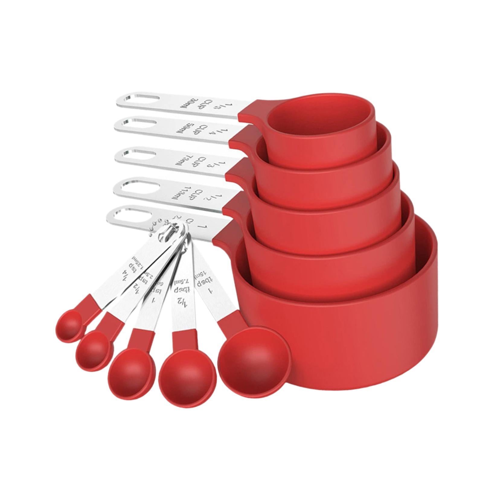 Measuring Cups Spoons Set Compact Mixing Spoons for Cooking Home Accessories Red