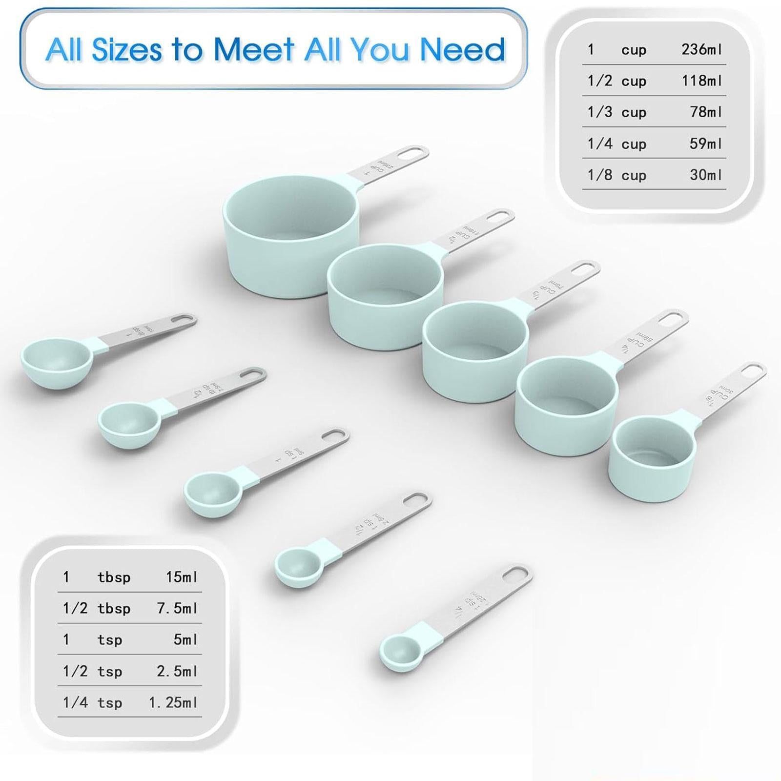 Measuring Cups Spoons Set Compact Mixing Spoons for Cooking Home Accessories Green